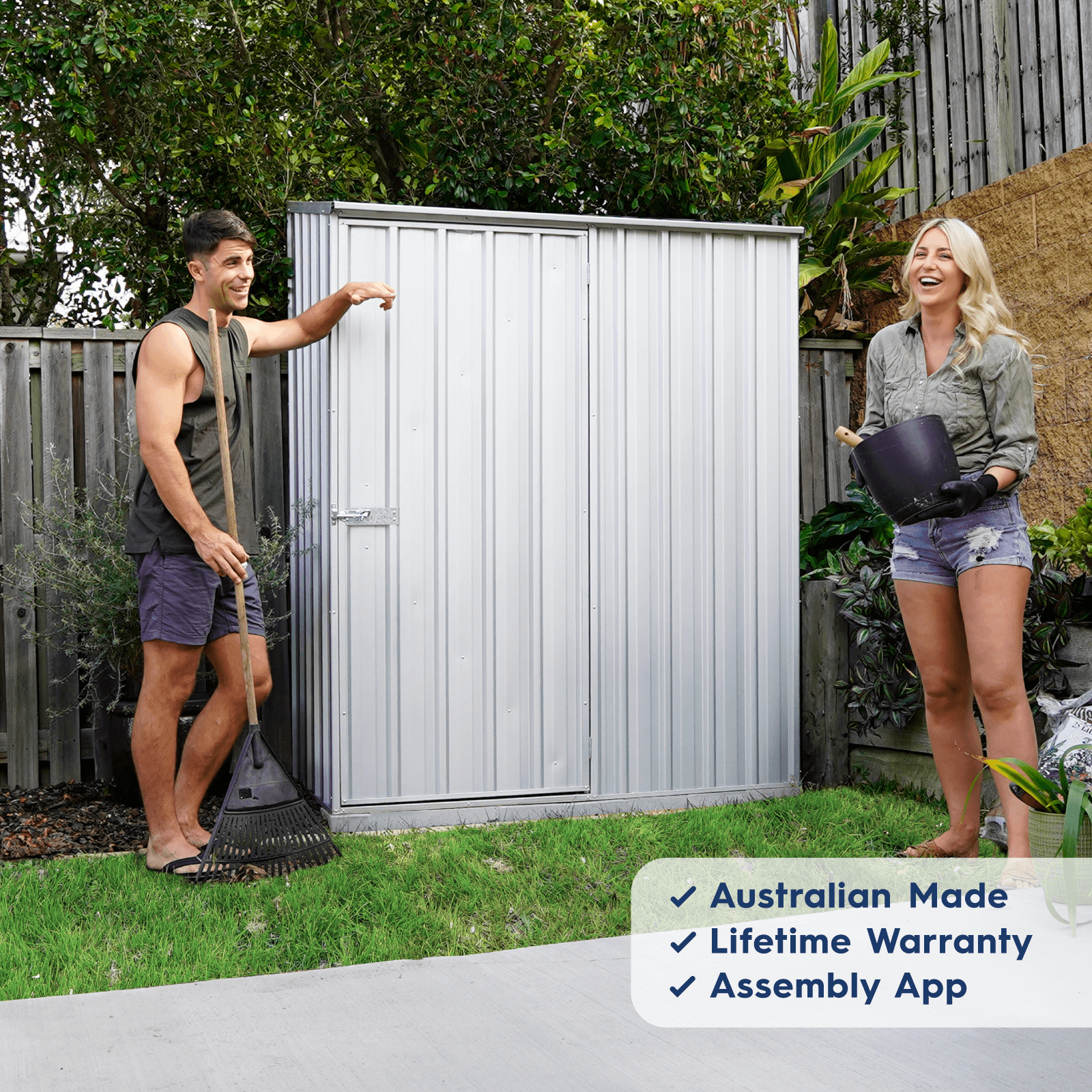 1.52mW x 0.78mD x 1.95mH Garden Shed Space Saver Single Door Zincalume