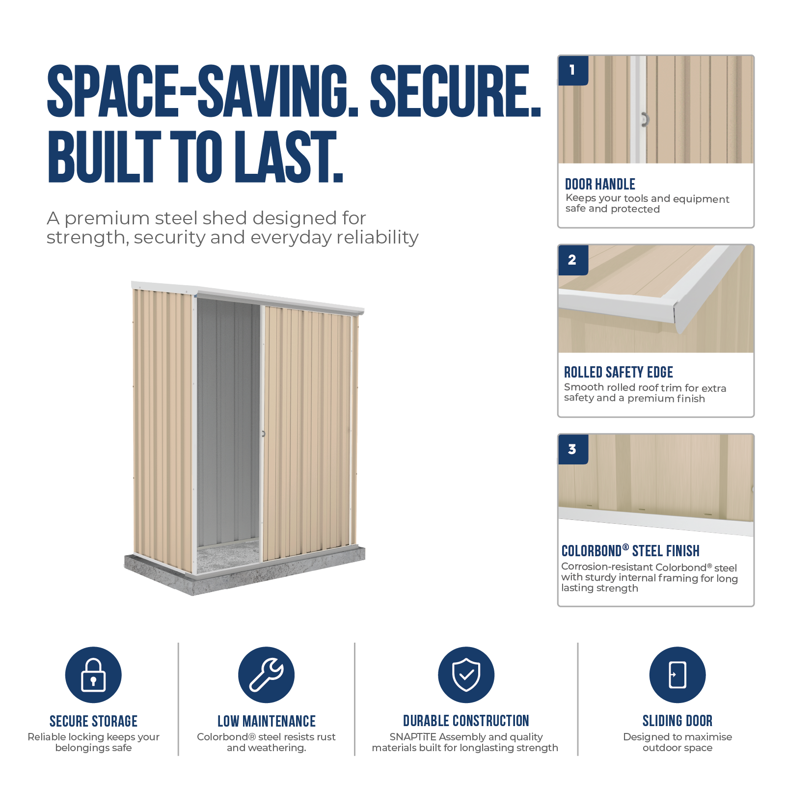 1.52mW x 0.78mD x 1.95mH Garden Shed Ezislider Single Door
