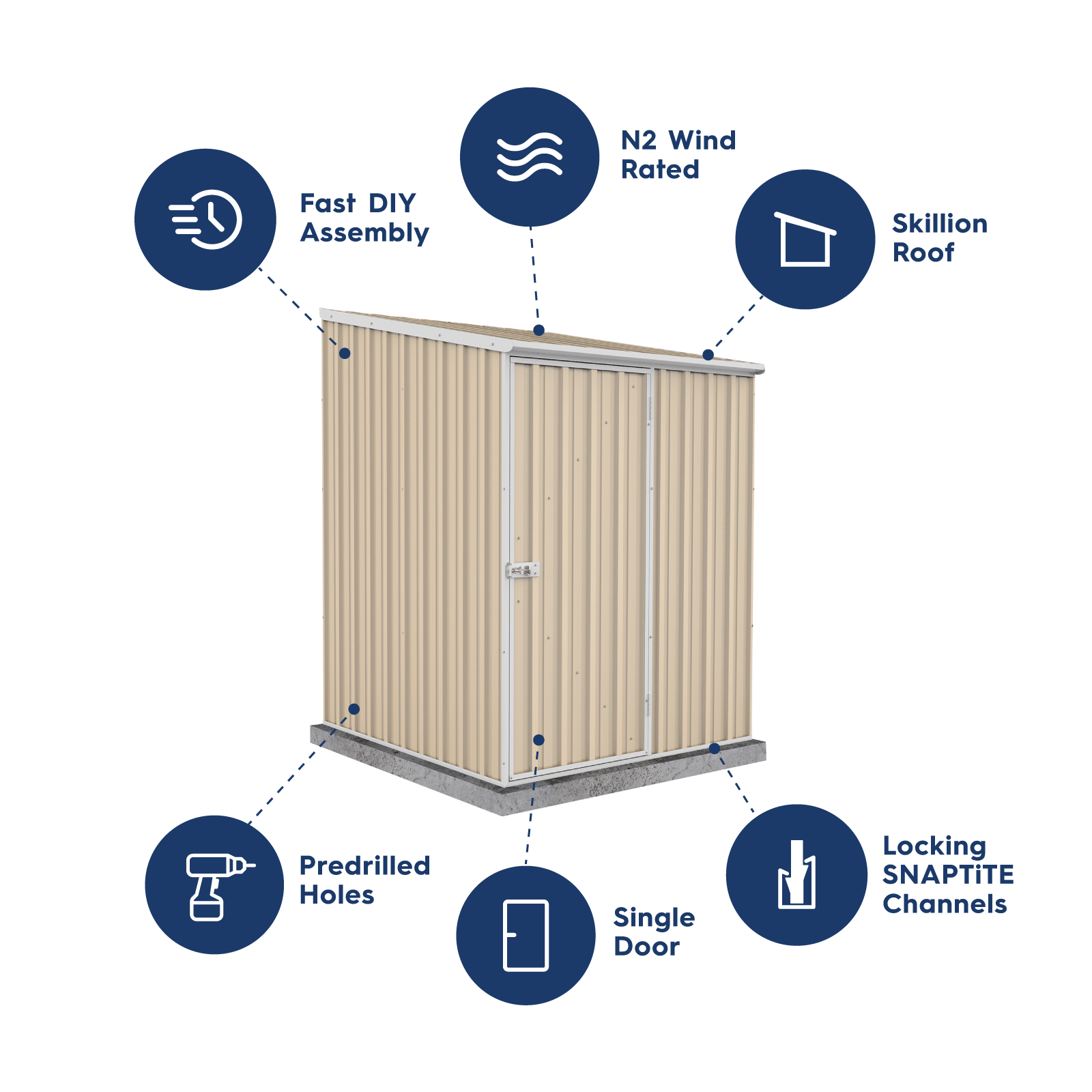 1.52mW x 1.52mD x 2.08mH Garden Shed Space Saver Single Door