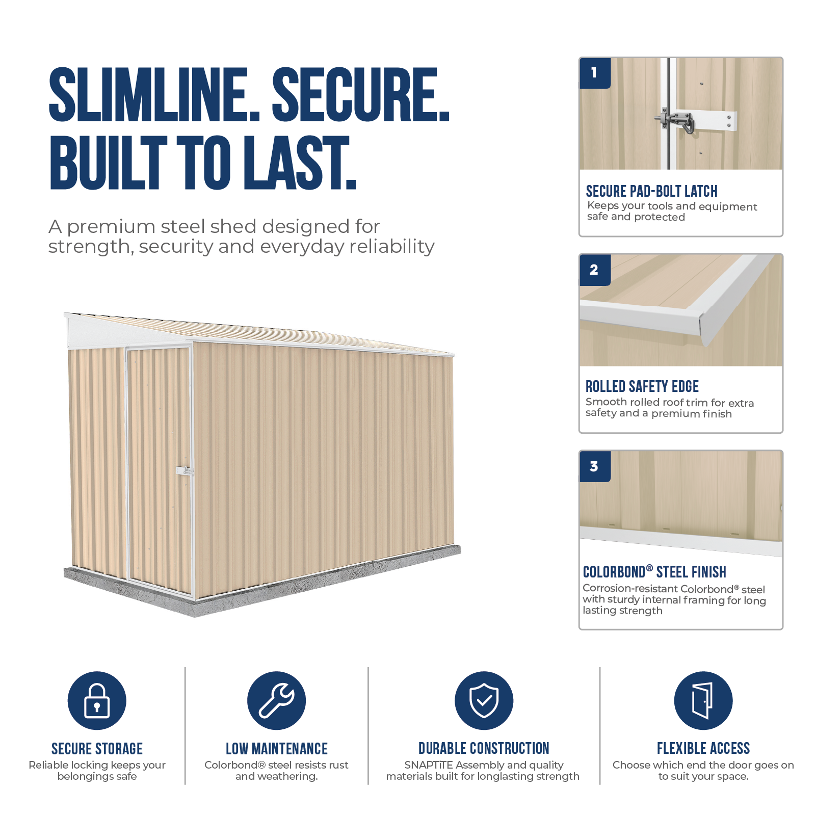 1.52mW x 3.00mD x 2.06mH Garden Shed Narrow Single Door