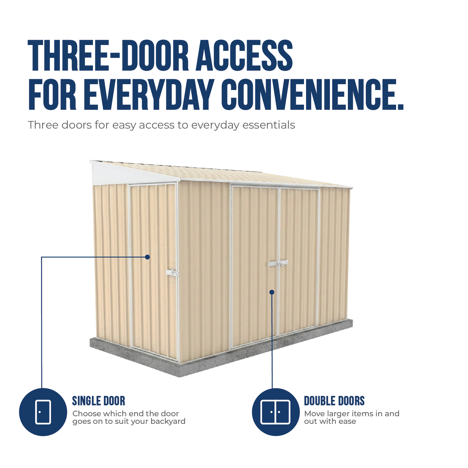1.52mW x 3.00mD x 2.06mH Garden Shed Narrow Three Door