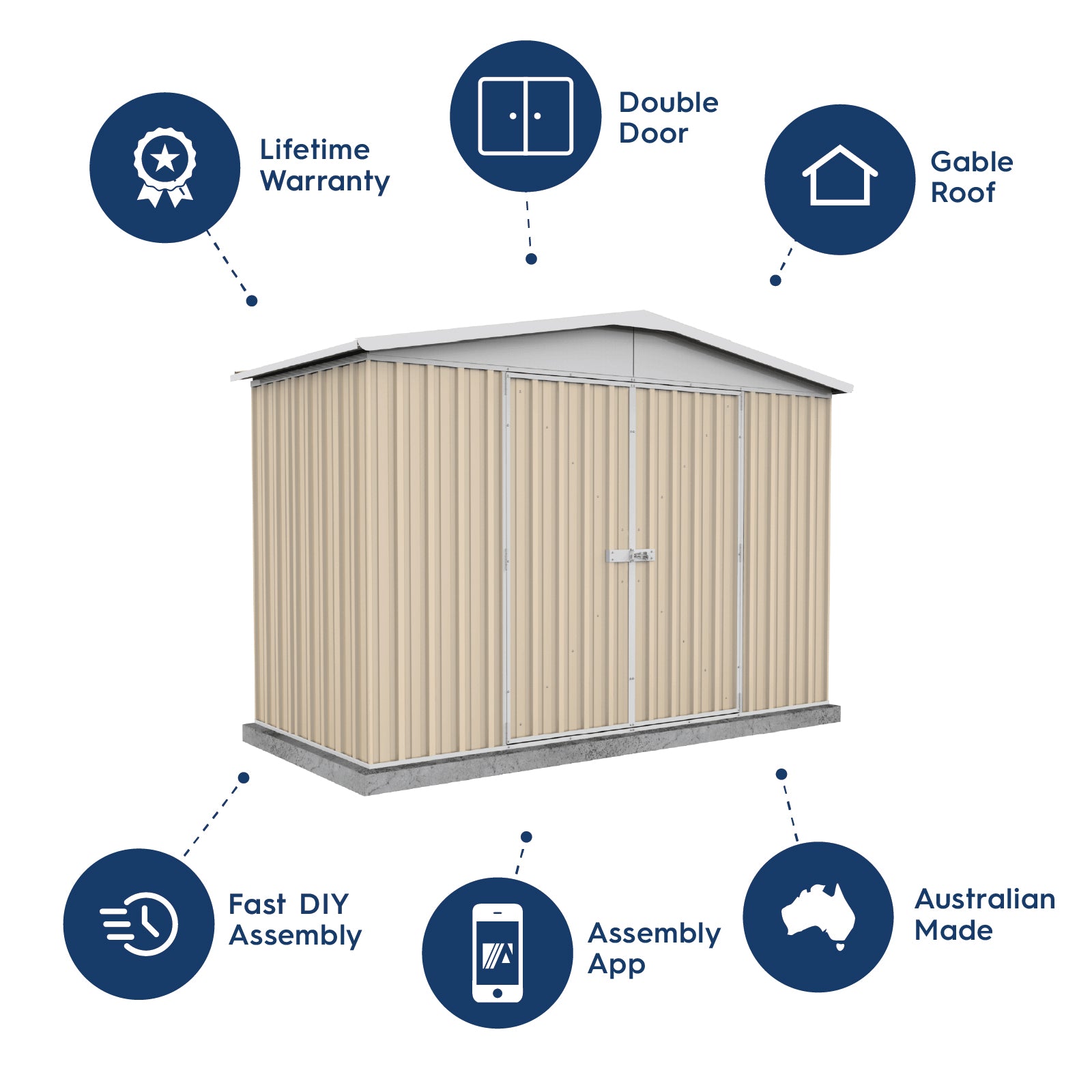 3.00mW x 1.44mD x 2.06mH Garden Shed Regent Double Door