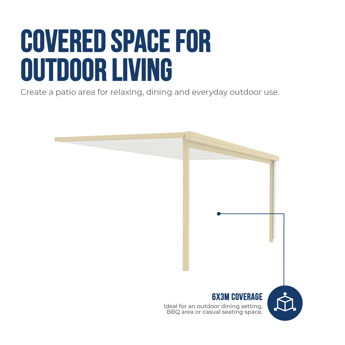 6.00mW x 3.00mD x 2.40mH/3.00mH Insulated Patio Cover