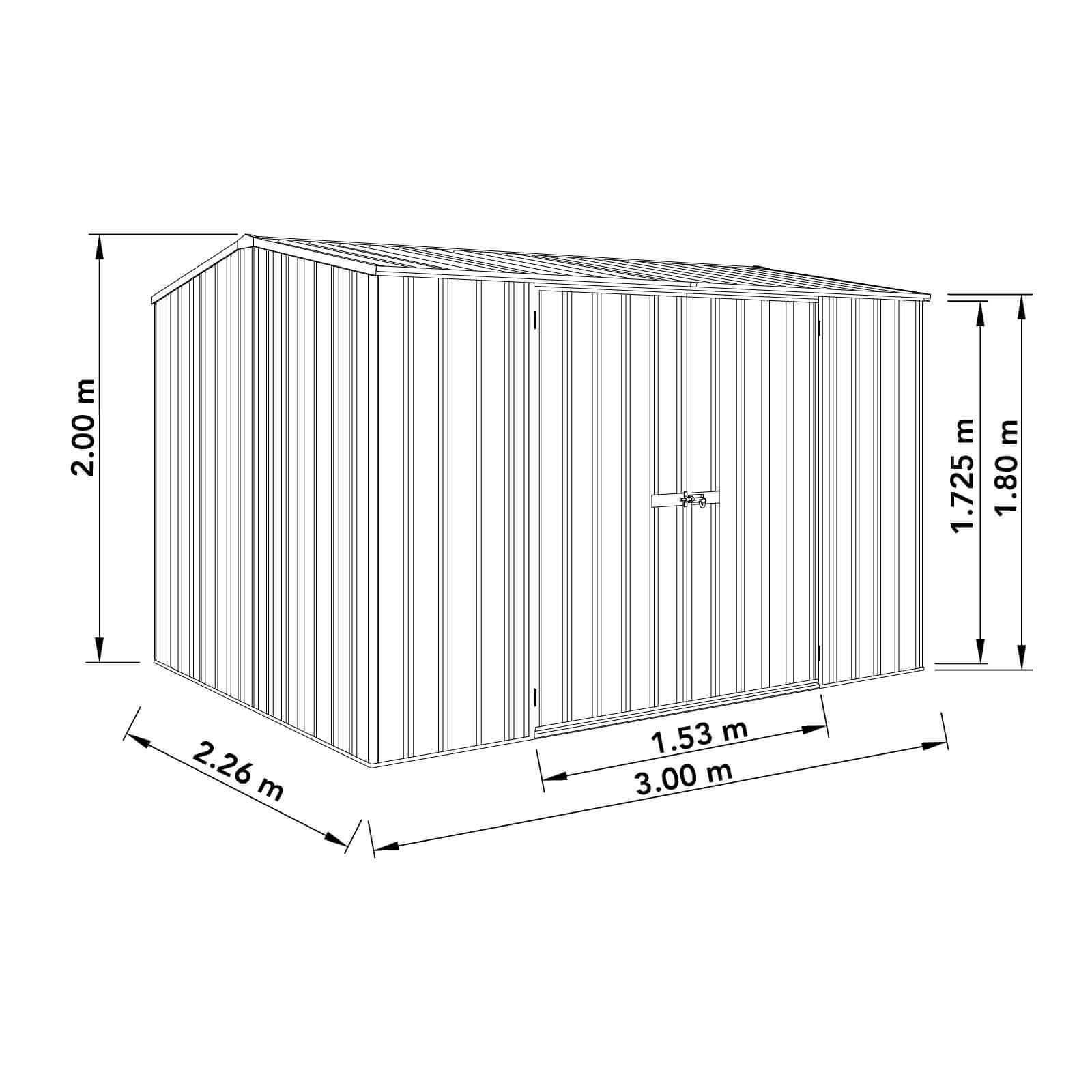 Outlet - 3.00mW x 2.26mD x 2.00mH Garden Shed and Accessory Kit - Woodland Grey with MN Channels