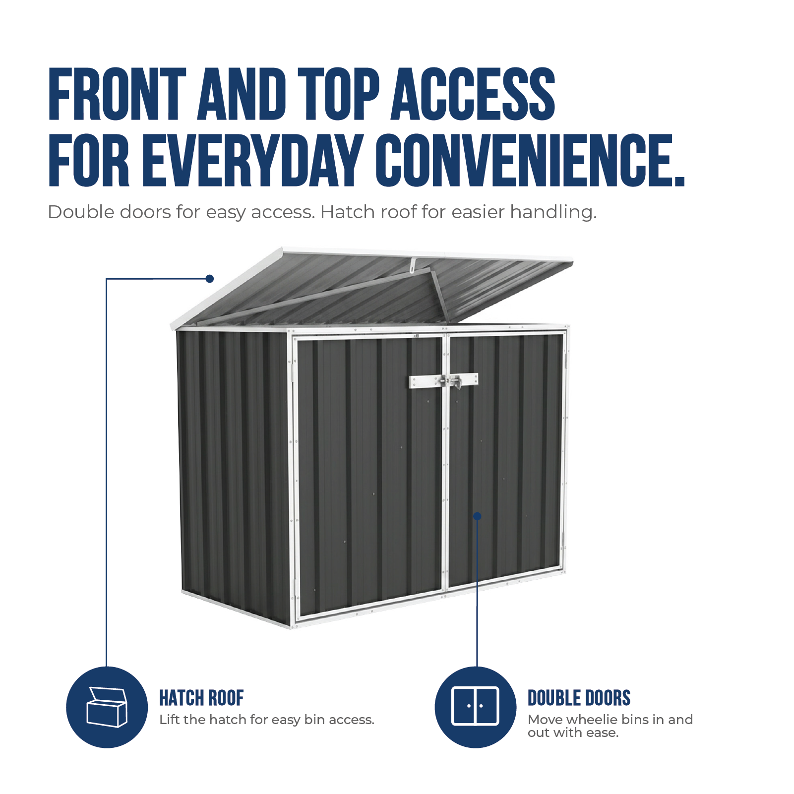 1.52mW x 0.78mD x 1.15mH Bin Cover Double Door with Anchors