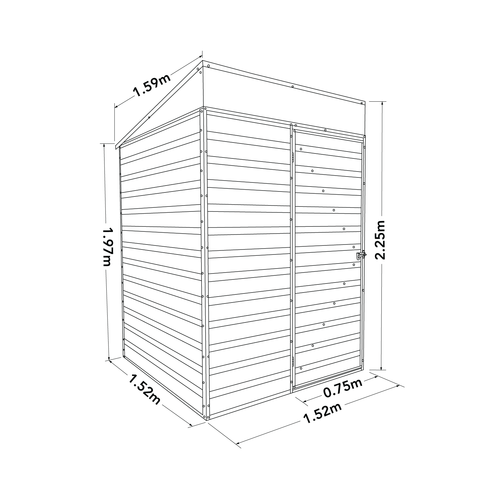 1.52mW x 1.52mD x 2.25mH Garden Shed Highline Single Door