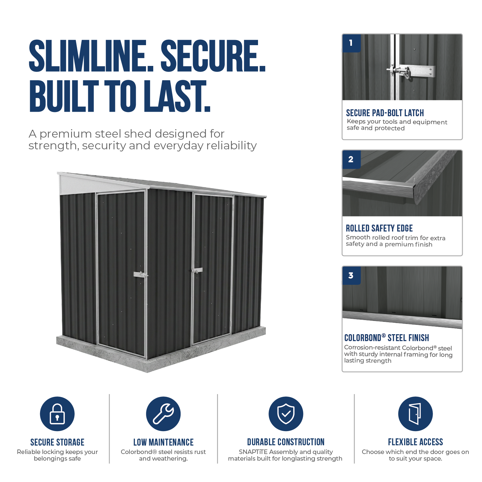 1.52mW x 2.26mD x 2.06mH Garden Shed Narrow Two Door