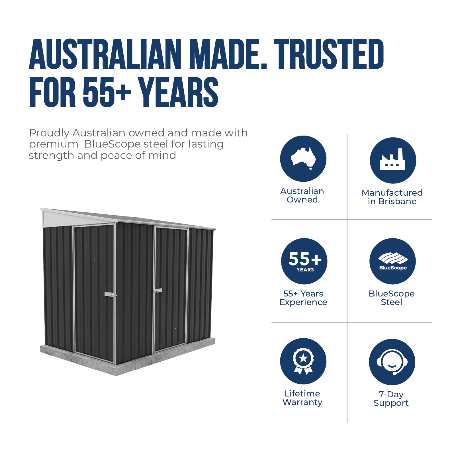 1.52mW x 2.26mD x 2.06mH Garden Shed Narrow Two Door