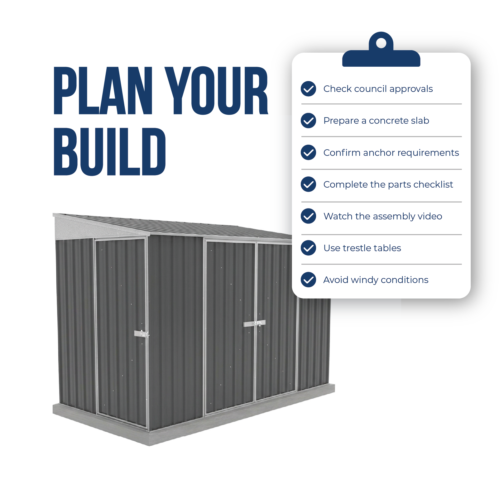 1.52mW x 3.00mD x 2.06mH Garden Shed Narrow Three Door