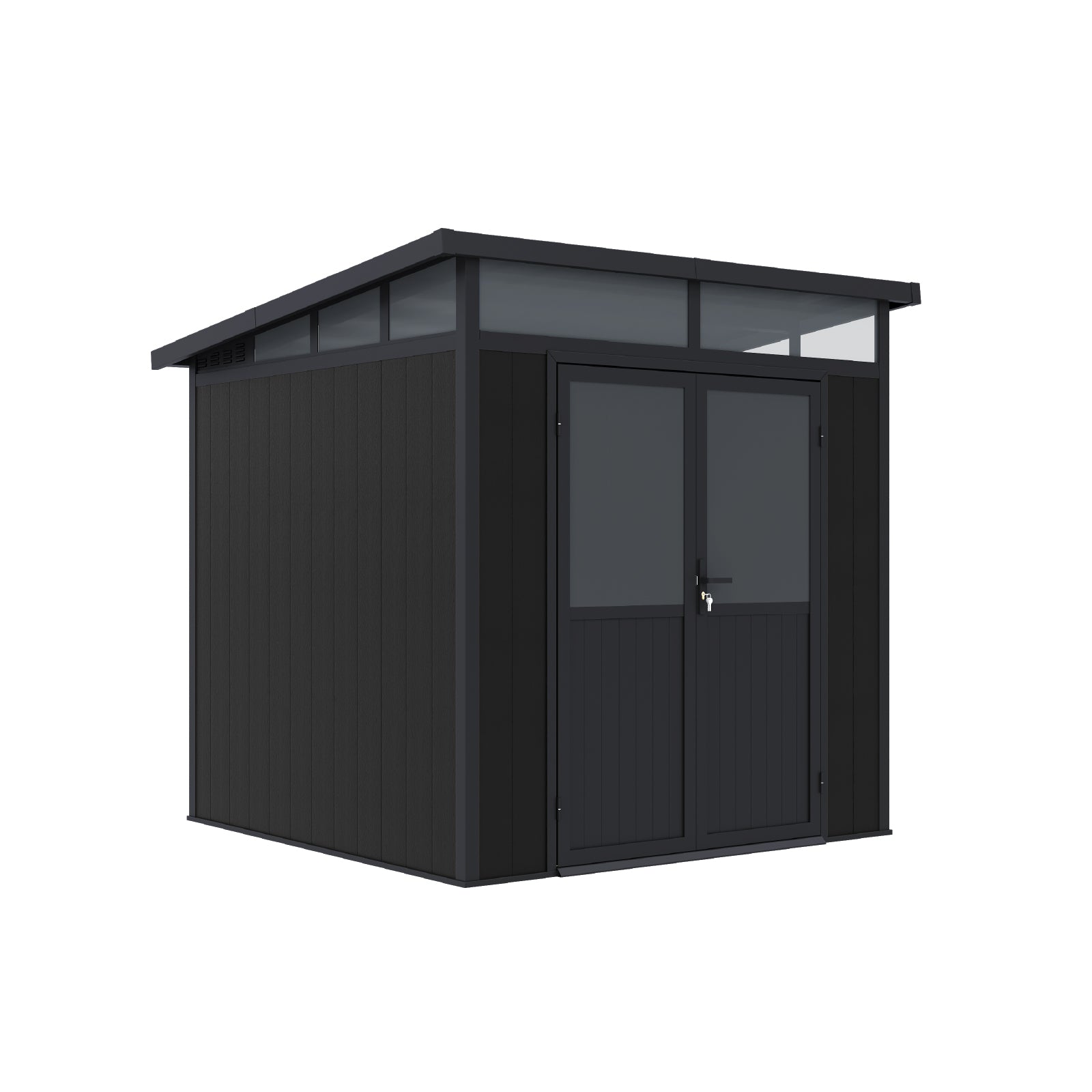 2.13mW x 2.13mD x 2.26mH Garden Shed Cabana Double Door Dark Grey