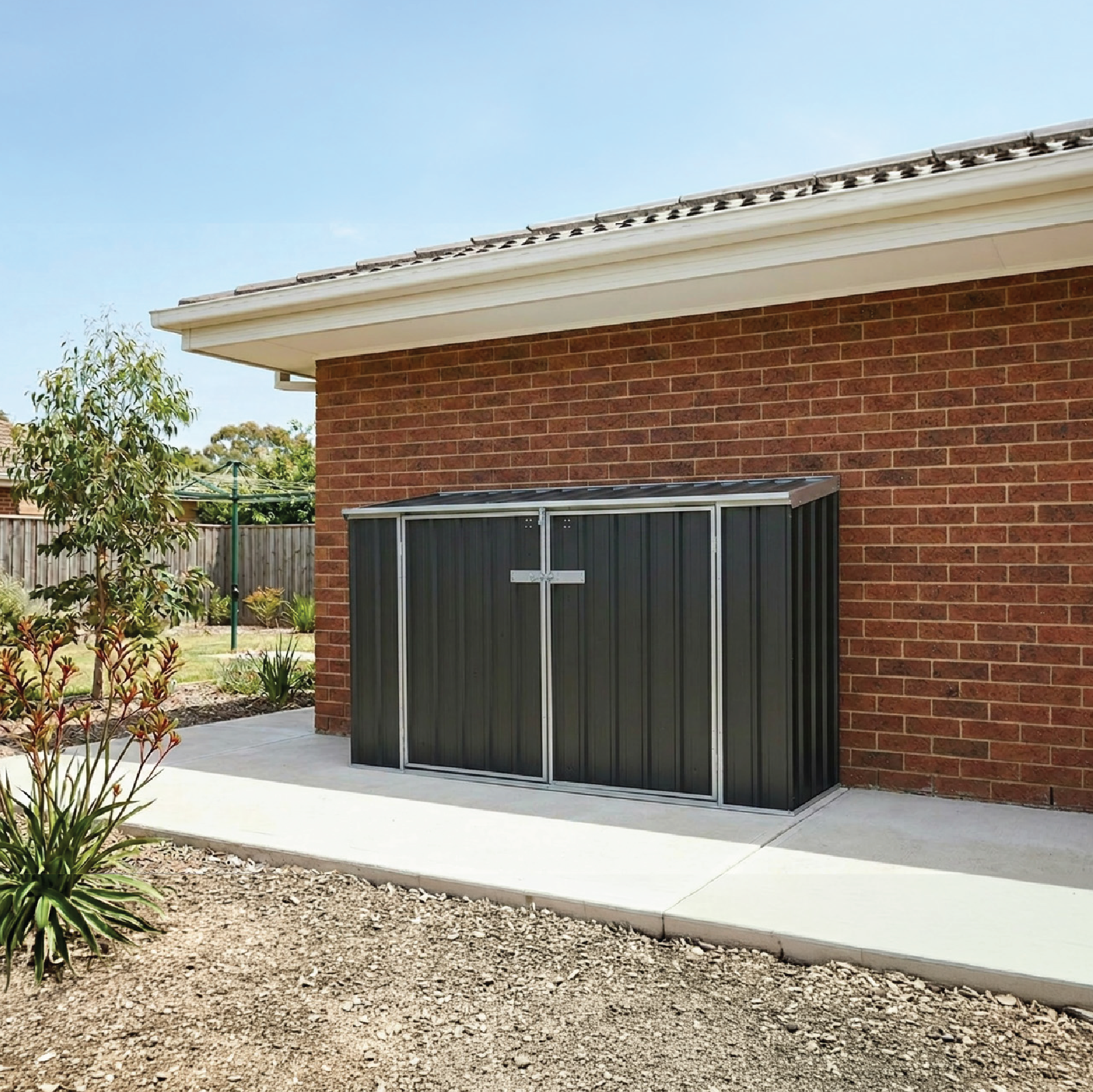 2.26mW x 0.78mD x 1.31mH Bike Shed Double Door with Anchors