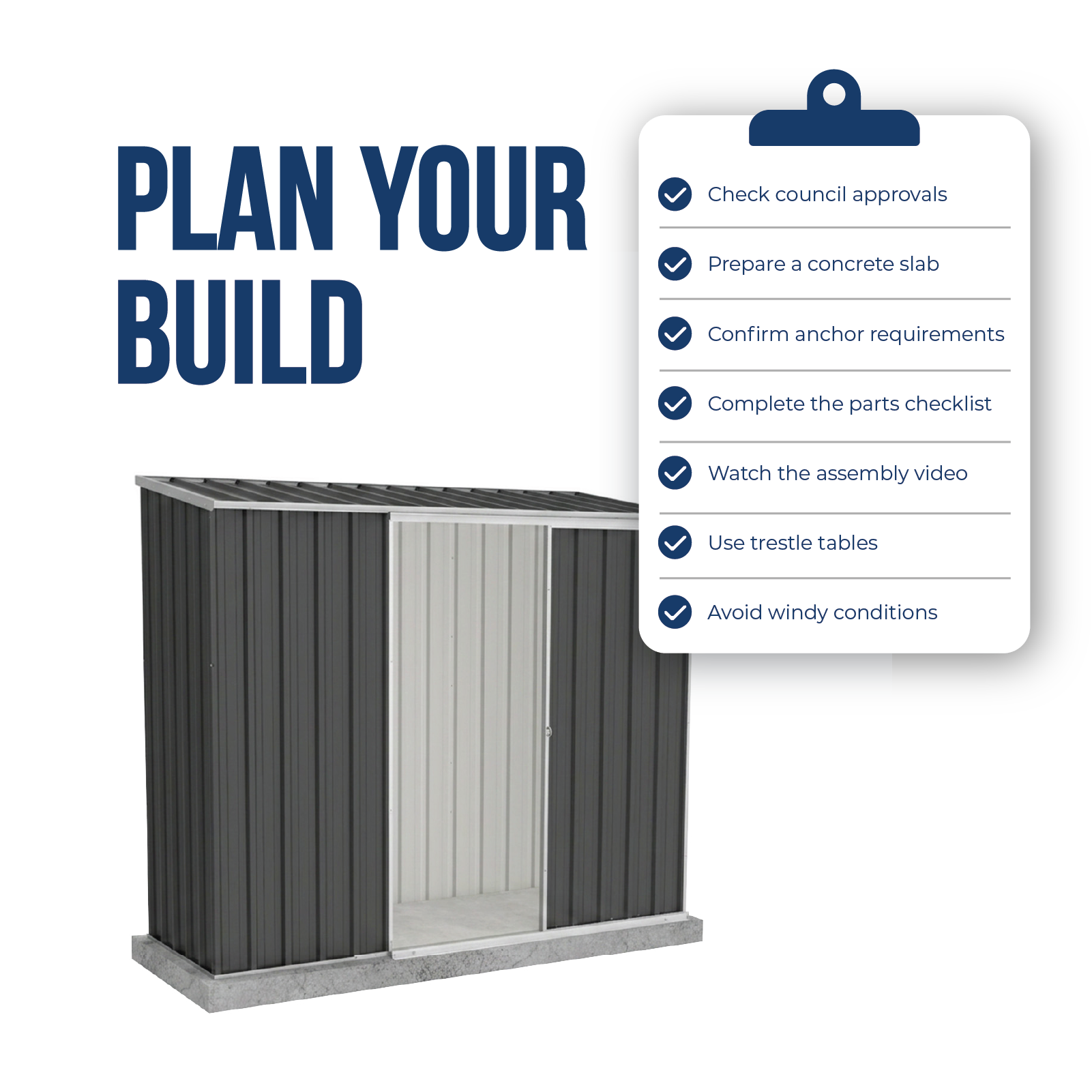2.26mW x 0.78mD x 1.95mH Garden Shed Ezislider Single Door