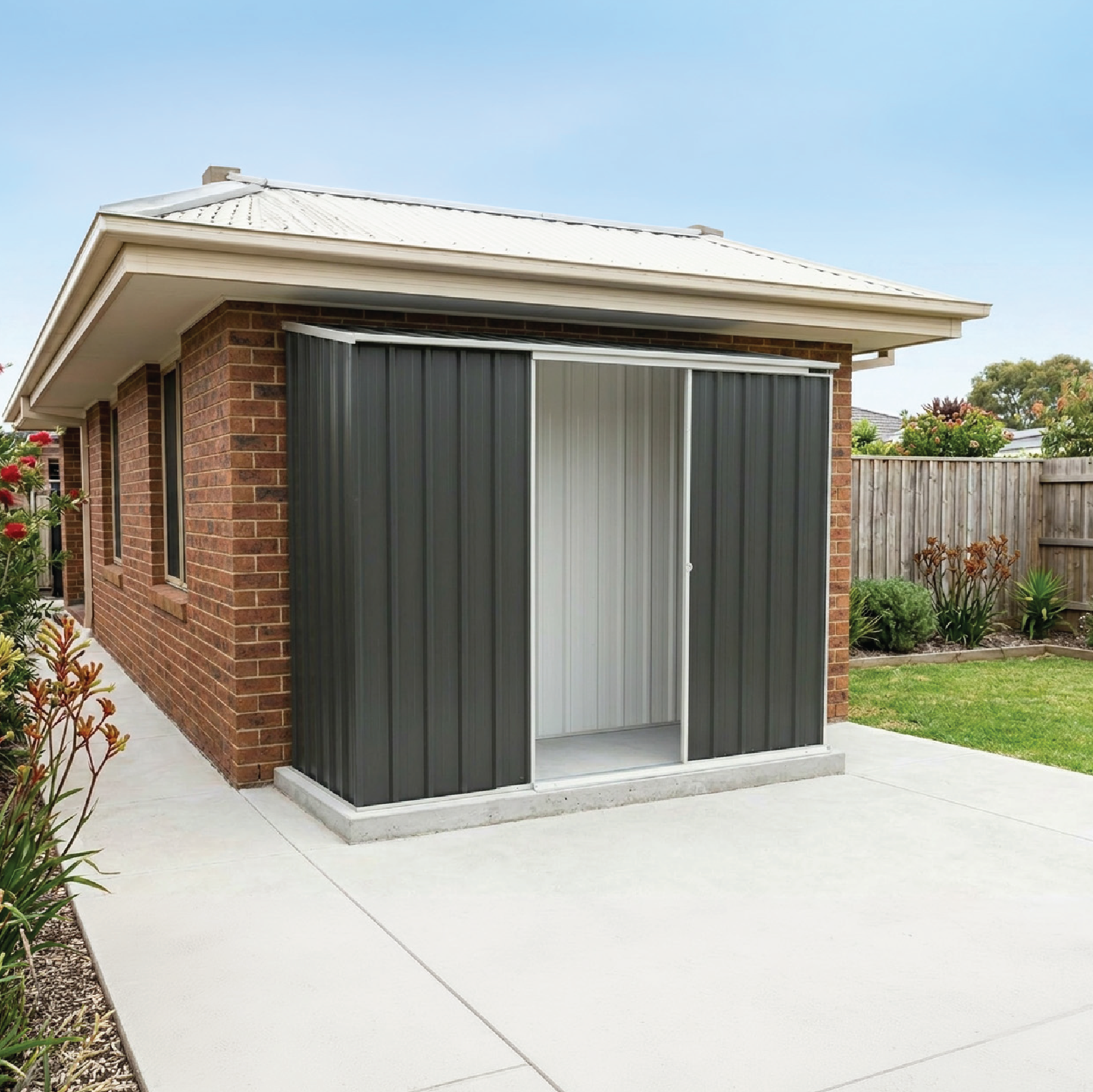 2.26mW x 0.78mD x 1.95mH Garden Shed Ezislider Single Door