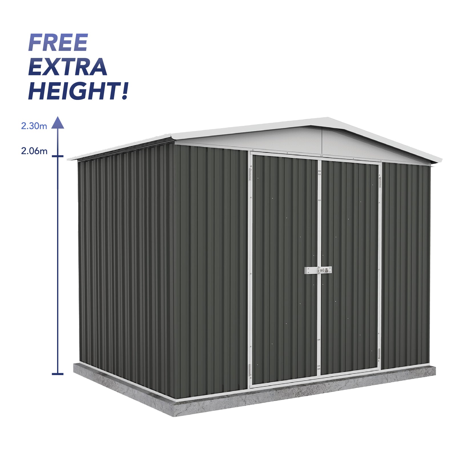 Outlet - 3.00mW x 2.18mD x 2.30mH Regent Garden Shed - Double Door Monument