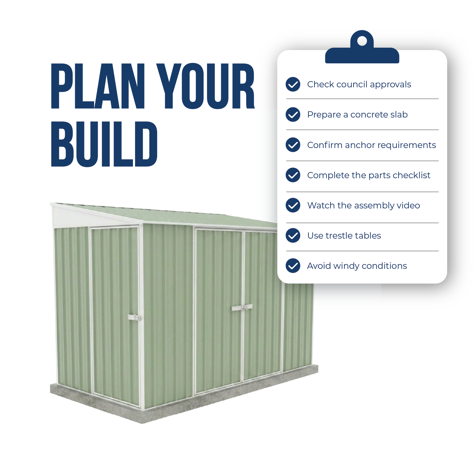 1.52mW x 3.00mD x 2.06mH Garden Shed Narrow Three Door