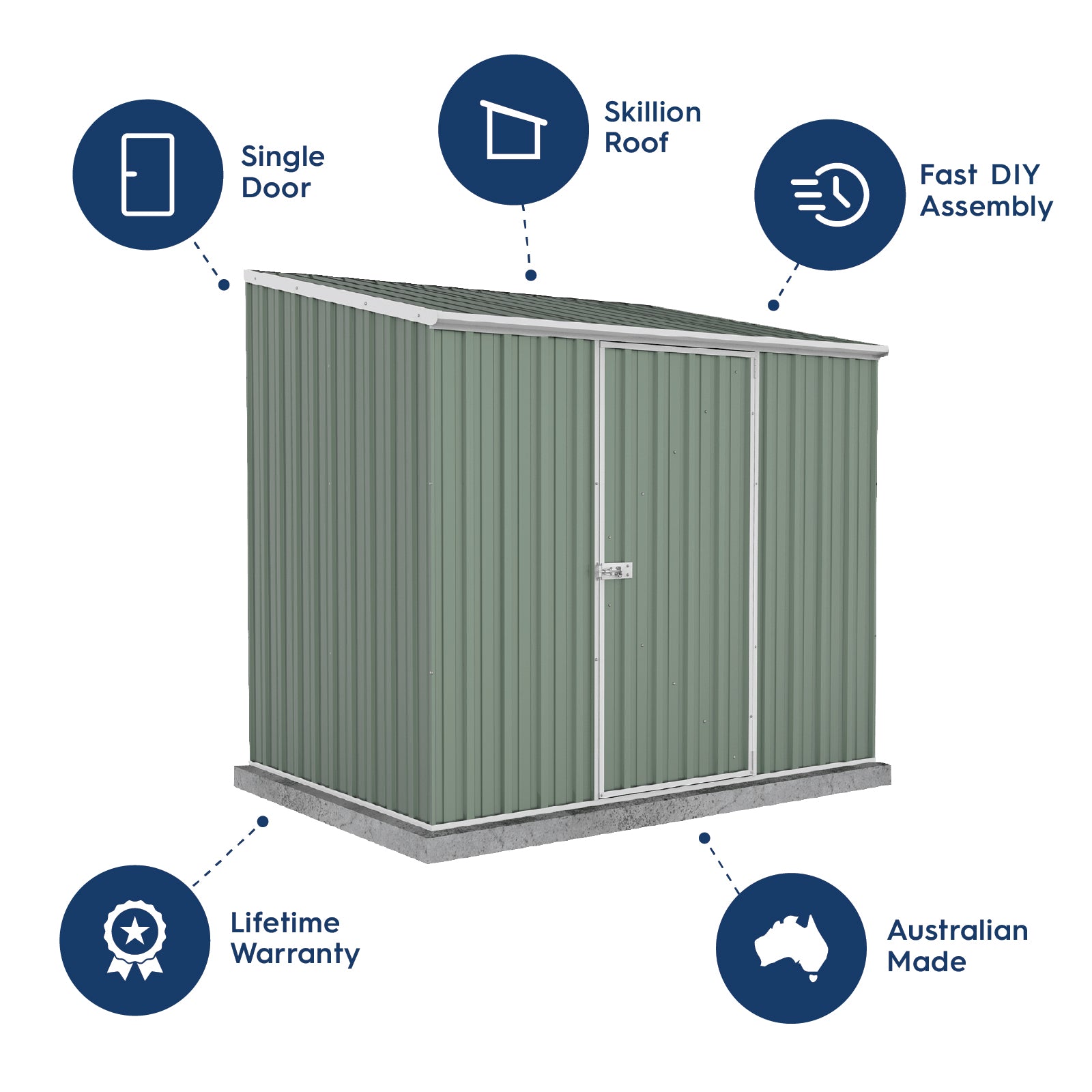 2.26mW x 1.52mD x 2.08mH Garden Shed Space Saver Single Door