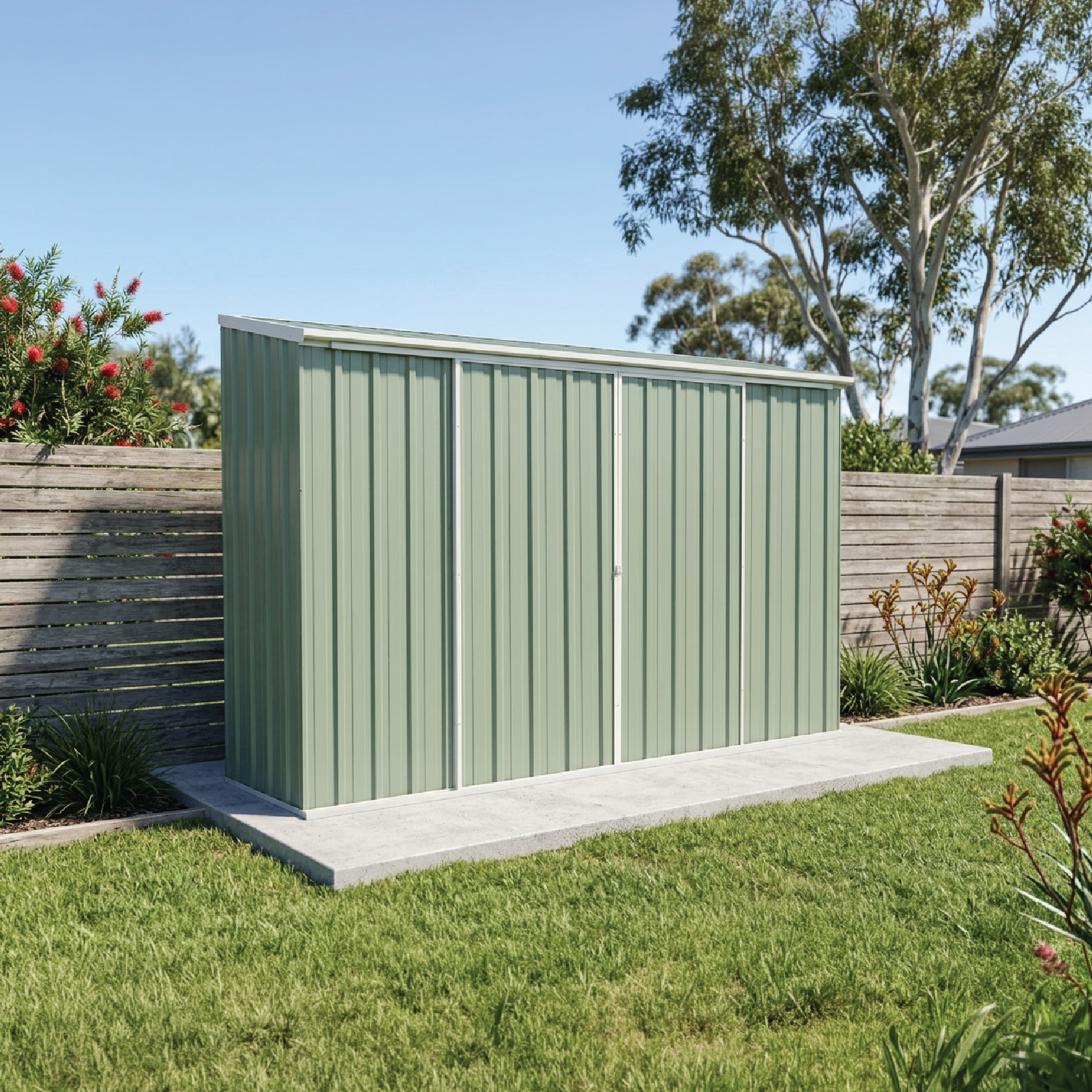 3.00mW x 0.78mD x 1.95mH Garden Shed Ezislider Double Door