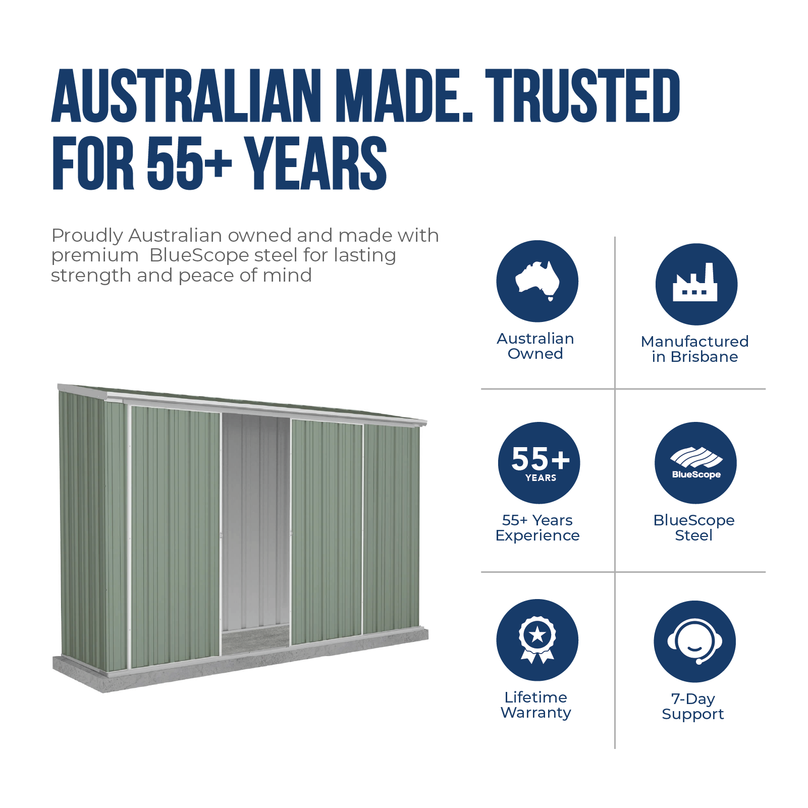 3.00mW x 0.78mD x 1.95mH Garden Shed Ezislider Double Door