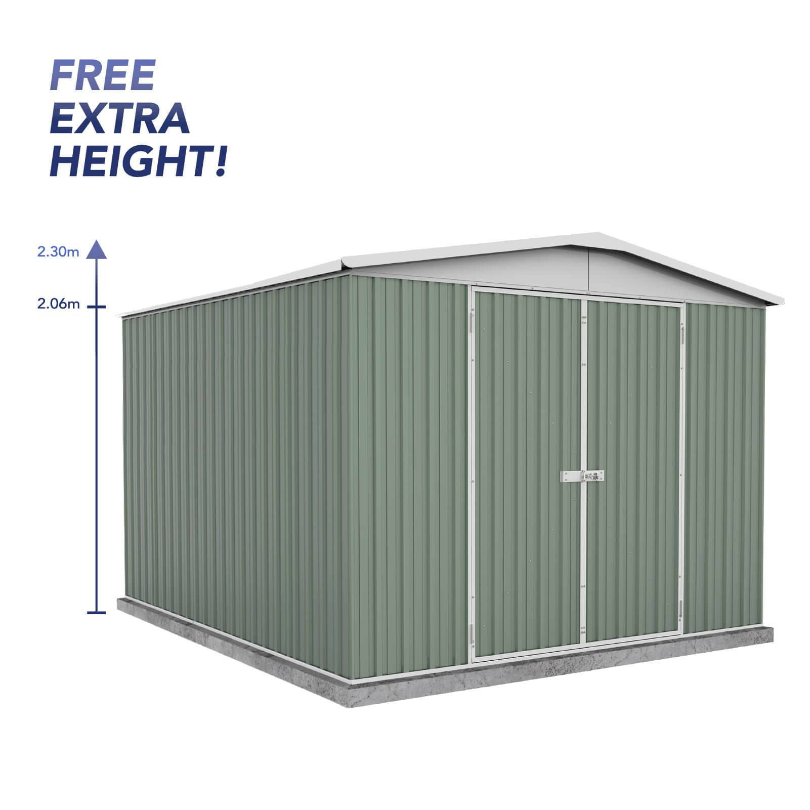 Outlet - 3.00mW x 3.66mD x 2.30mH Regent Garden Shed - Double Door Pale Eucalypt