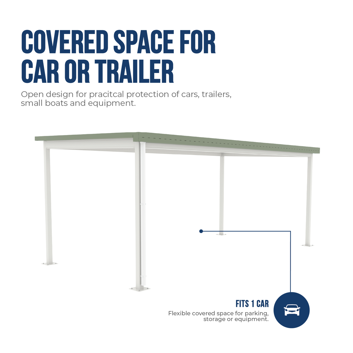 3.11mW x 6.12mD x 2.60mH Insulated Single Skillion Carport