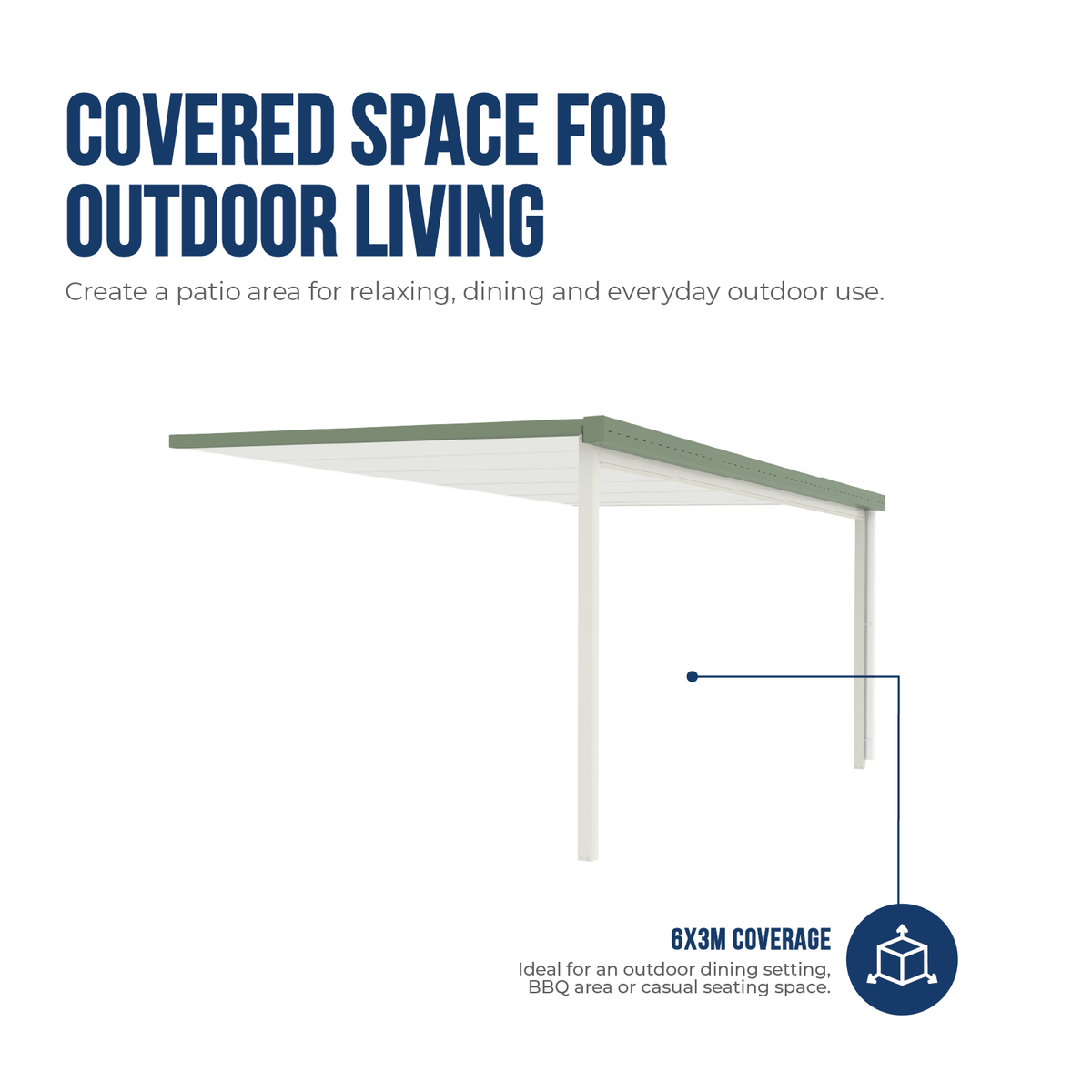 6.00mW x 3.00mD x 2.40mH/3.00mH Insulated Patio Cover