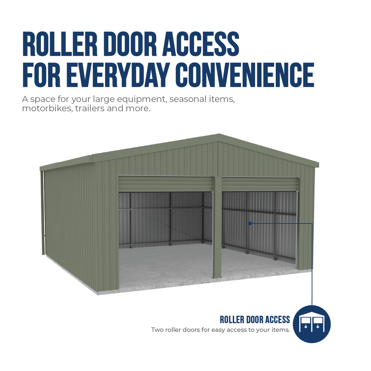 BRISBANE PICKUP - 5.95mW x 5.95mD x 3.40mH Garage Double Roller Door Surfmist