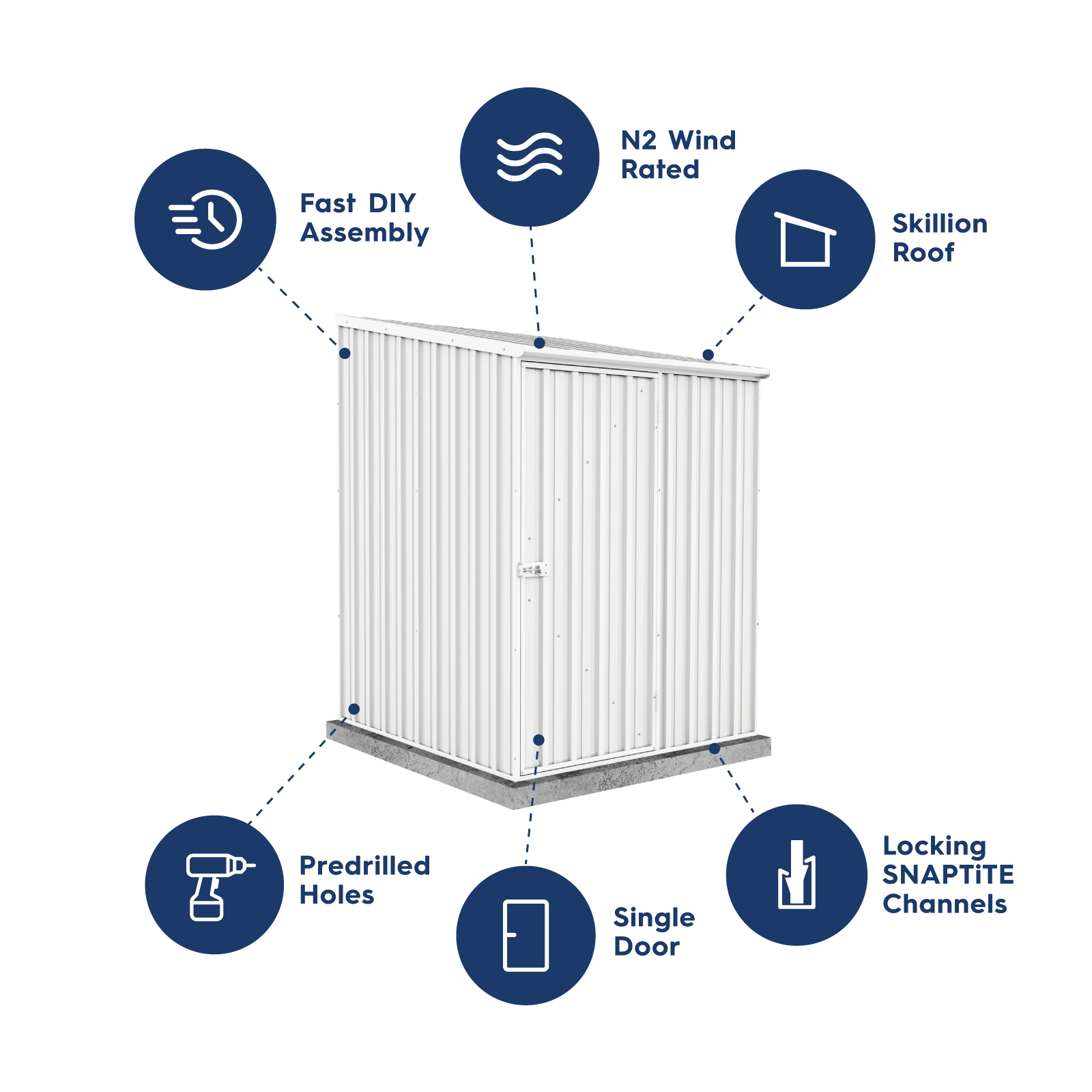 1.52mW x 1.52mD x 2.08mH Garden Shed Space Saver Single Door