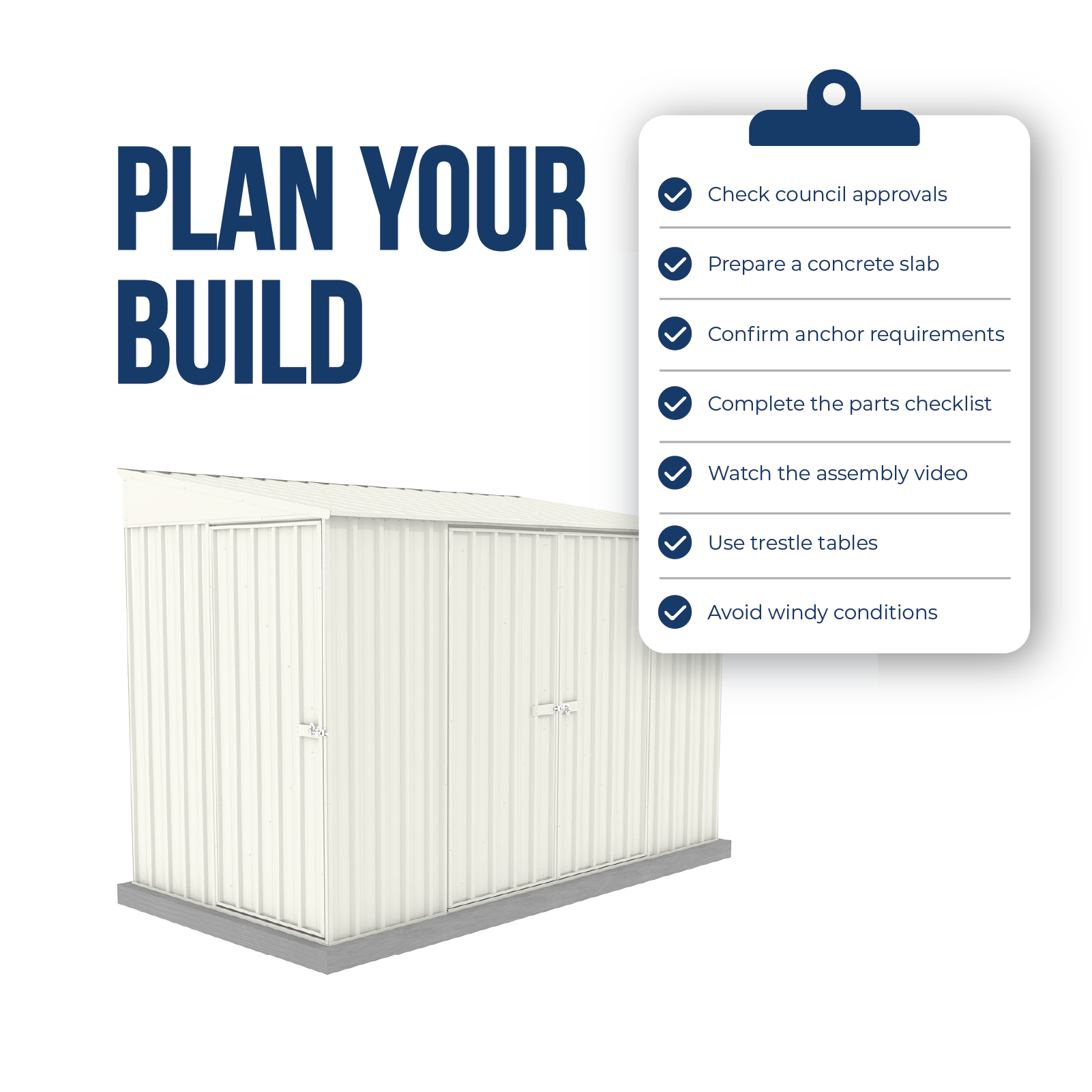 1.52mW x 3.00mD x 2.06mH Garden Shed Narrow Three Door