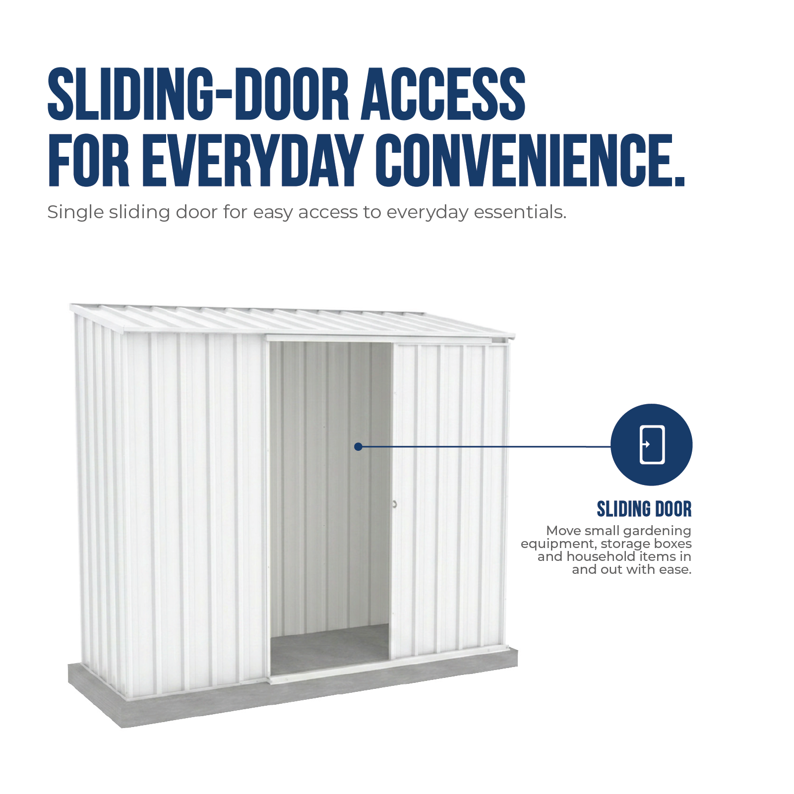 2.26mW x 0.78mD x 1.95mH Garden Shed Ezislider Single Door