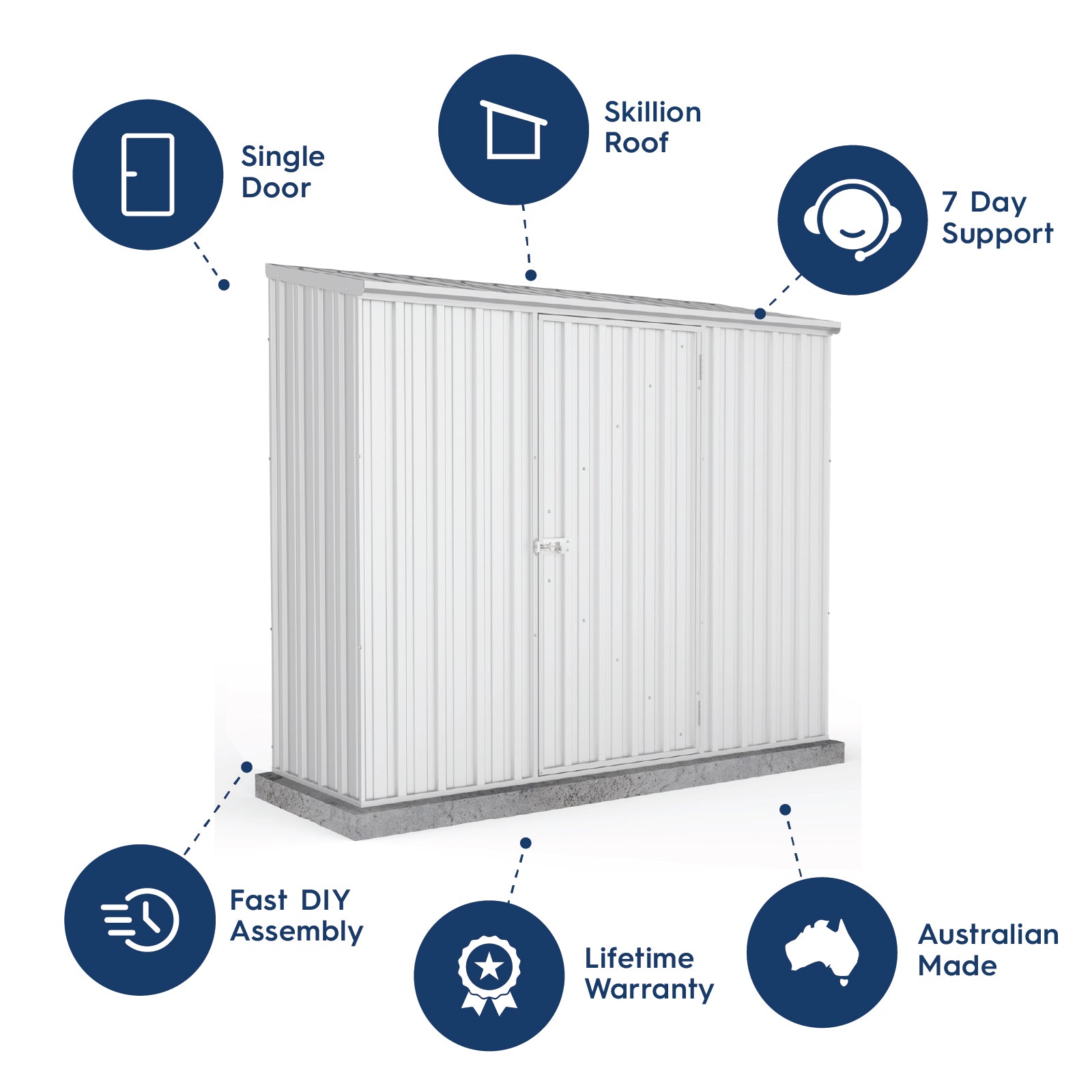 2.26mW x 0.78mD x 1.95mH Garden Shed Space Saver Single Door
