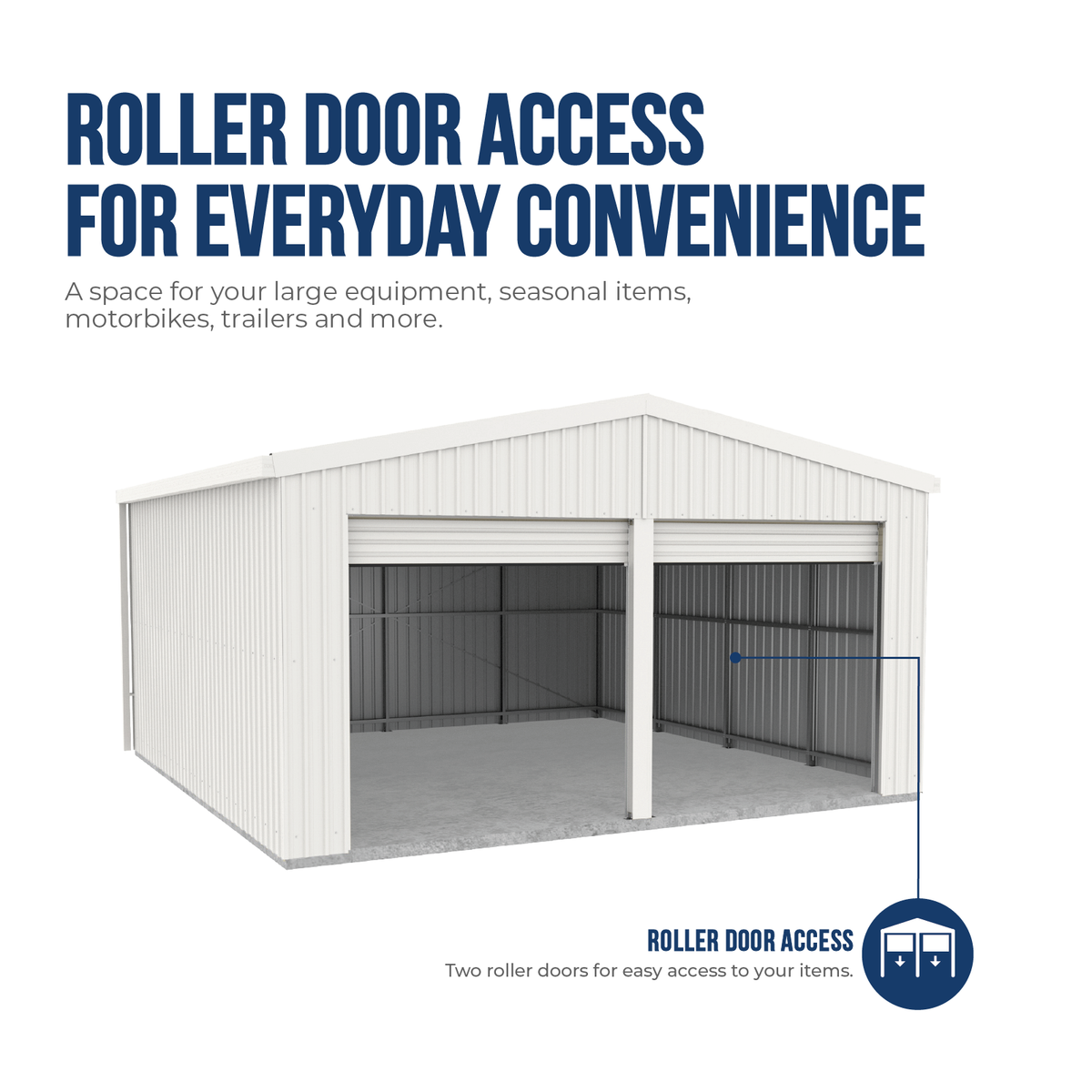 BRISBANE PICKUP - 5.95mW x 5.95mD x 3.40mH Garage Double Roller Door Surfmist