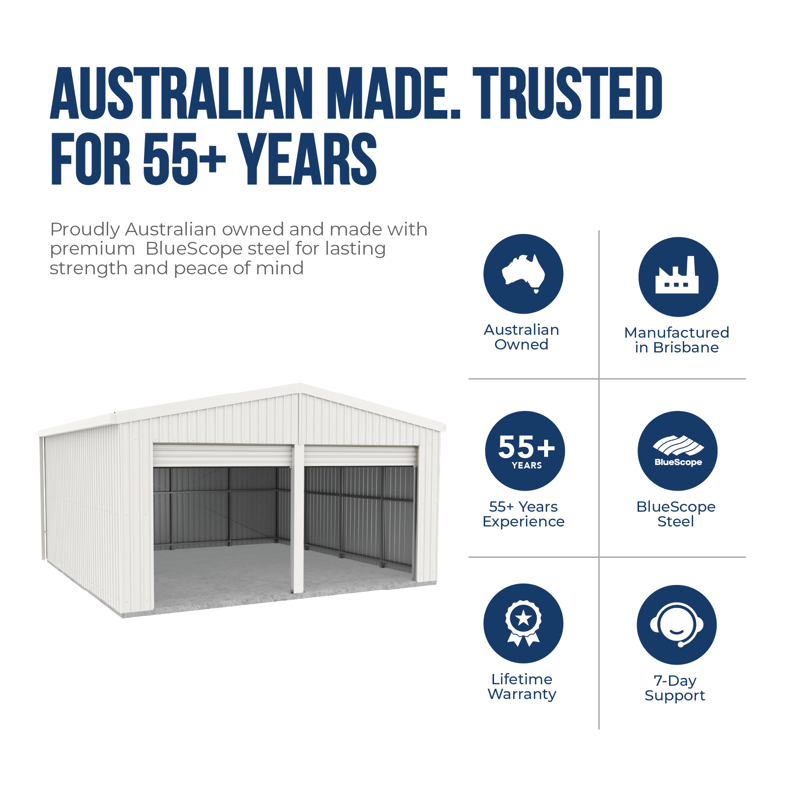 BRISBANE PICKUP - 5.95mW x 5.95mD x 3.40mH Garage Double Roller Door Surfmist