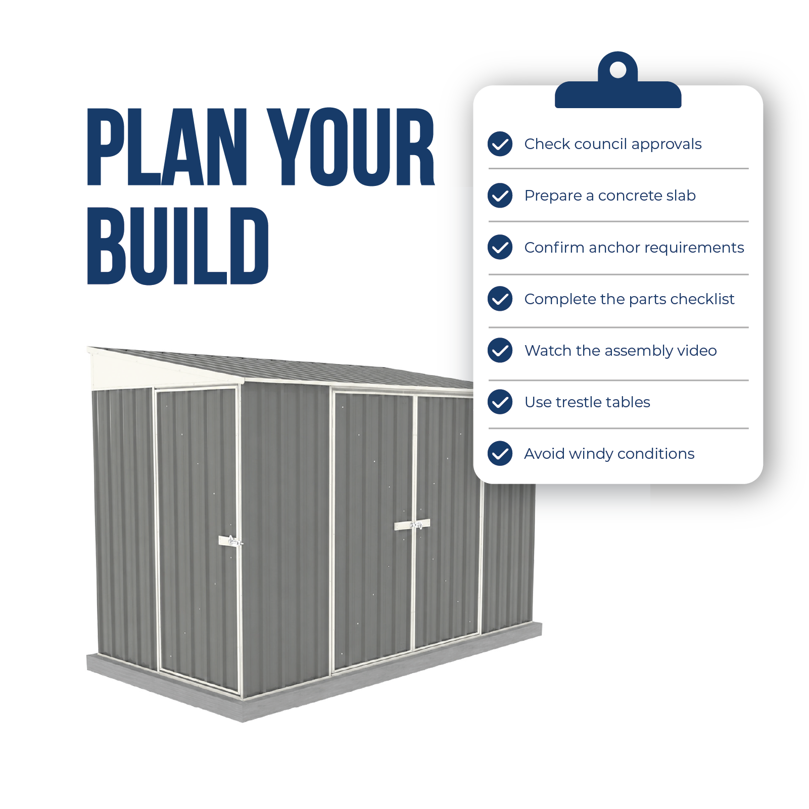 1.52mW x 3.00mD x 2.06mH Garden Shed Narrow Three Door