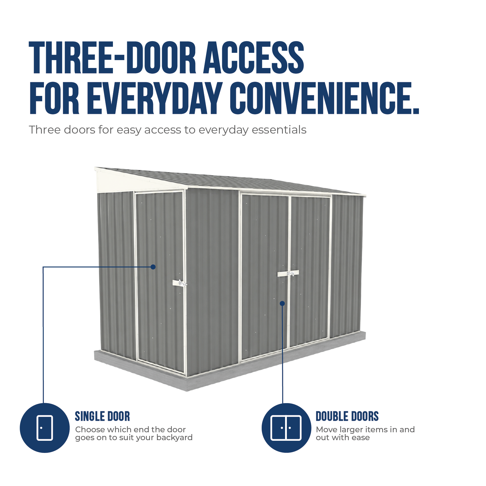 1.52mW x 3.00mD x 2.06mH Garden Shed Narrow Three Door