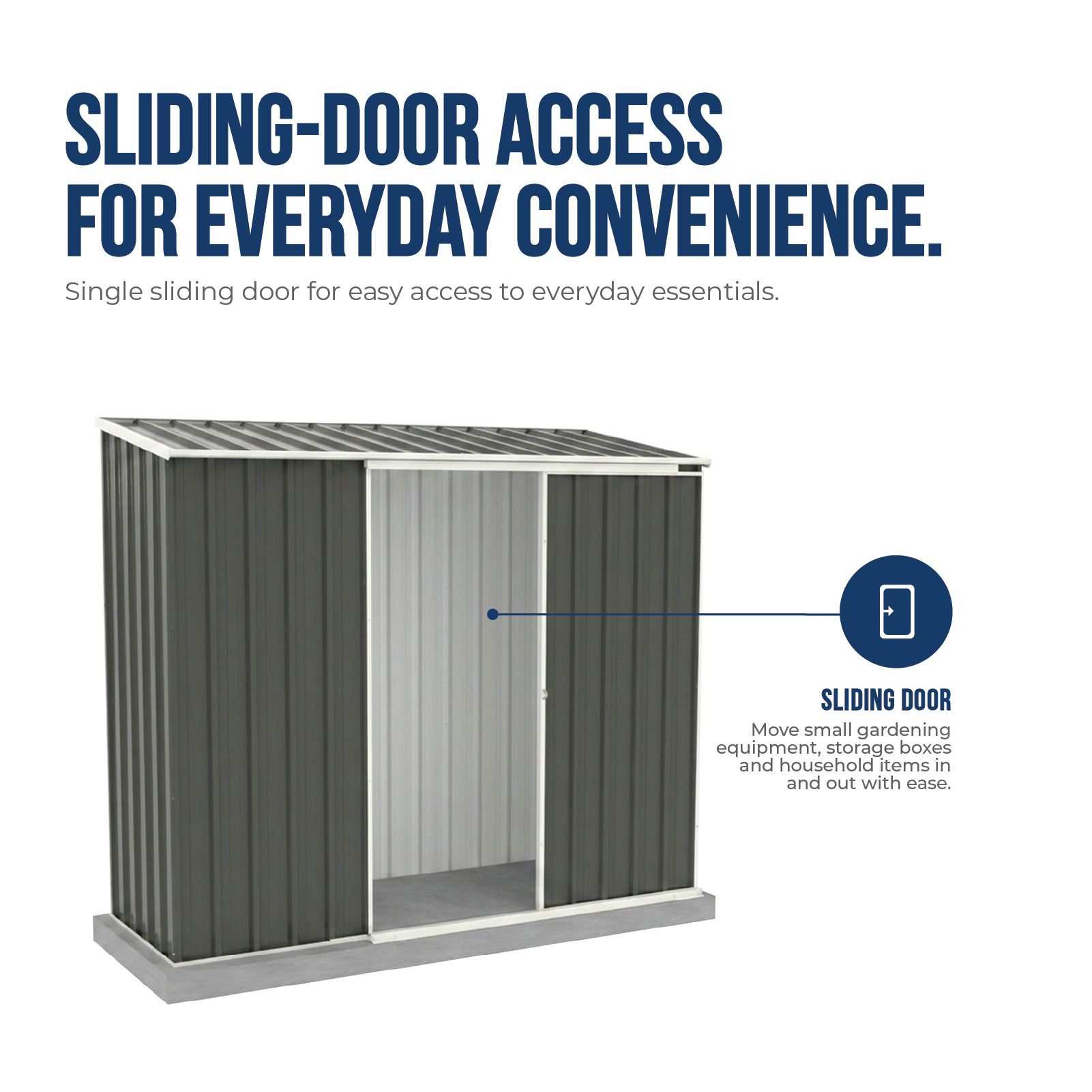 2.26mW x 0.78mD x 1.95mH Garden Shed Ezislider Single Door