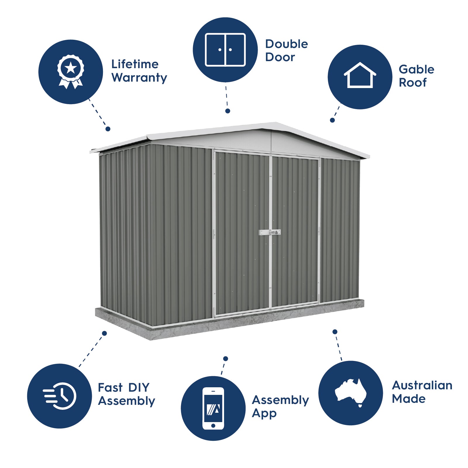 3.00mW x 1.44mD x 2.06mH Garden Shed Regent Double Door