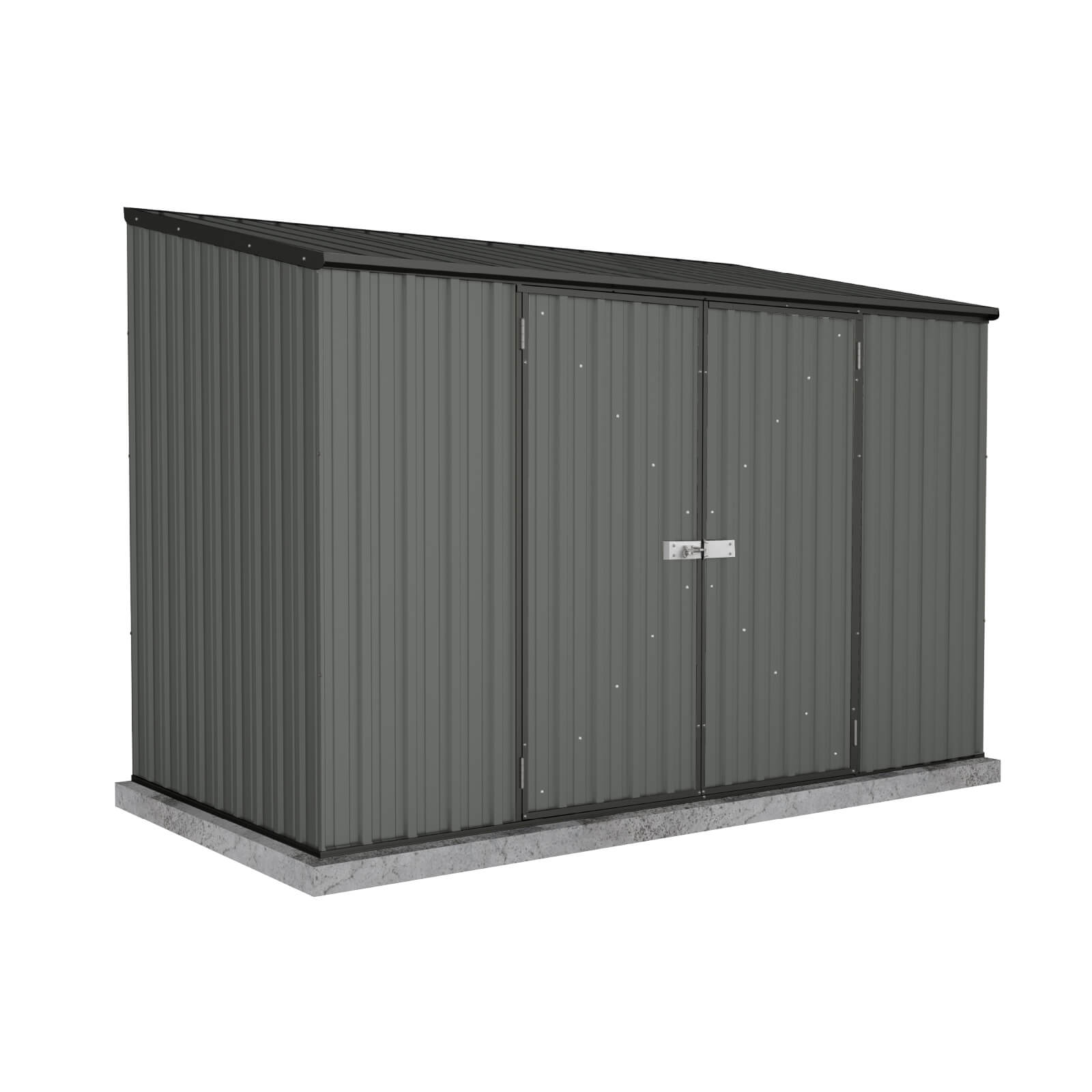 Outlet - 3.00mW x 1.52mD x 2.08mH Spacesaver Garden Shed - Double Door Woodland Grey with MN Channels
