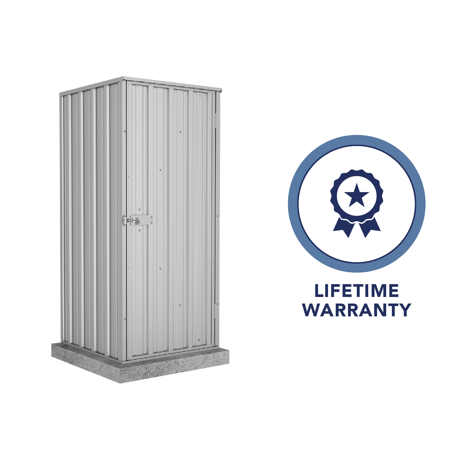 0.78mW x 0.78mD x 1.80mH Garden Shed Basic Single Door Zincalume