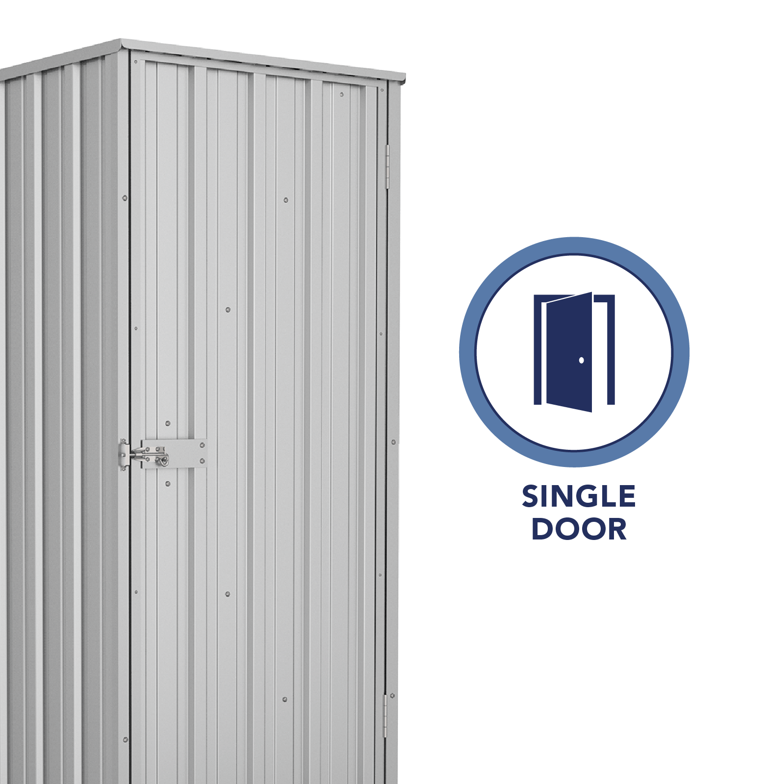 0.78mW x 0.78mD x 1.80mH Garden Shed Basic Single Door Zincalume
