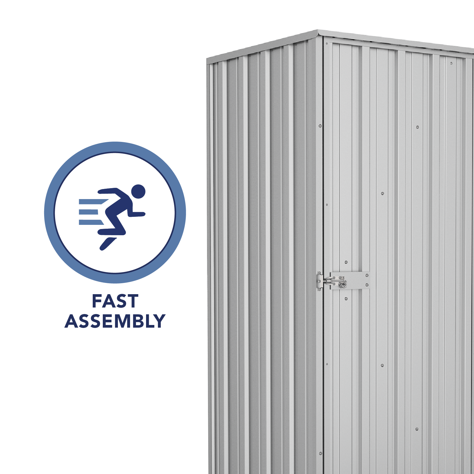 0.78mW x 0.78mD x 1.80mH Garden Shed Basic Single Door Zincalume