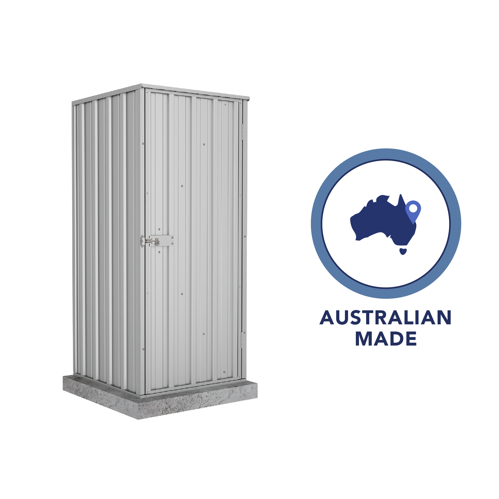 0.78mW x 0.78mD x 1.80mH Garden Shed Basic Single Door Zincalume