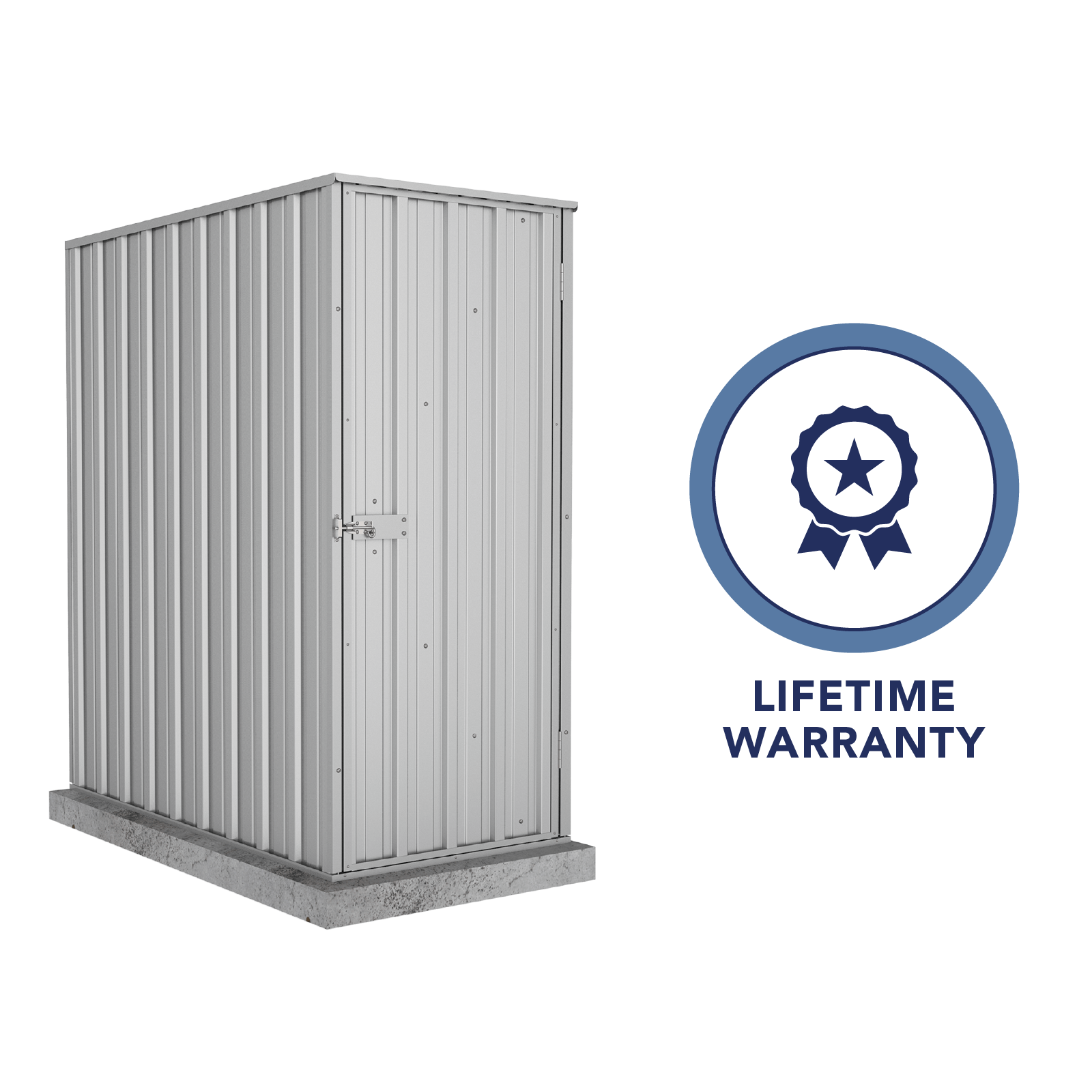 0.78mW x 1.52mD x 1.80mH Garden Shed Basic Single Door Zincalume