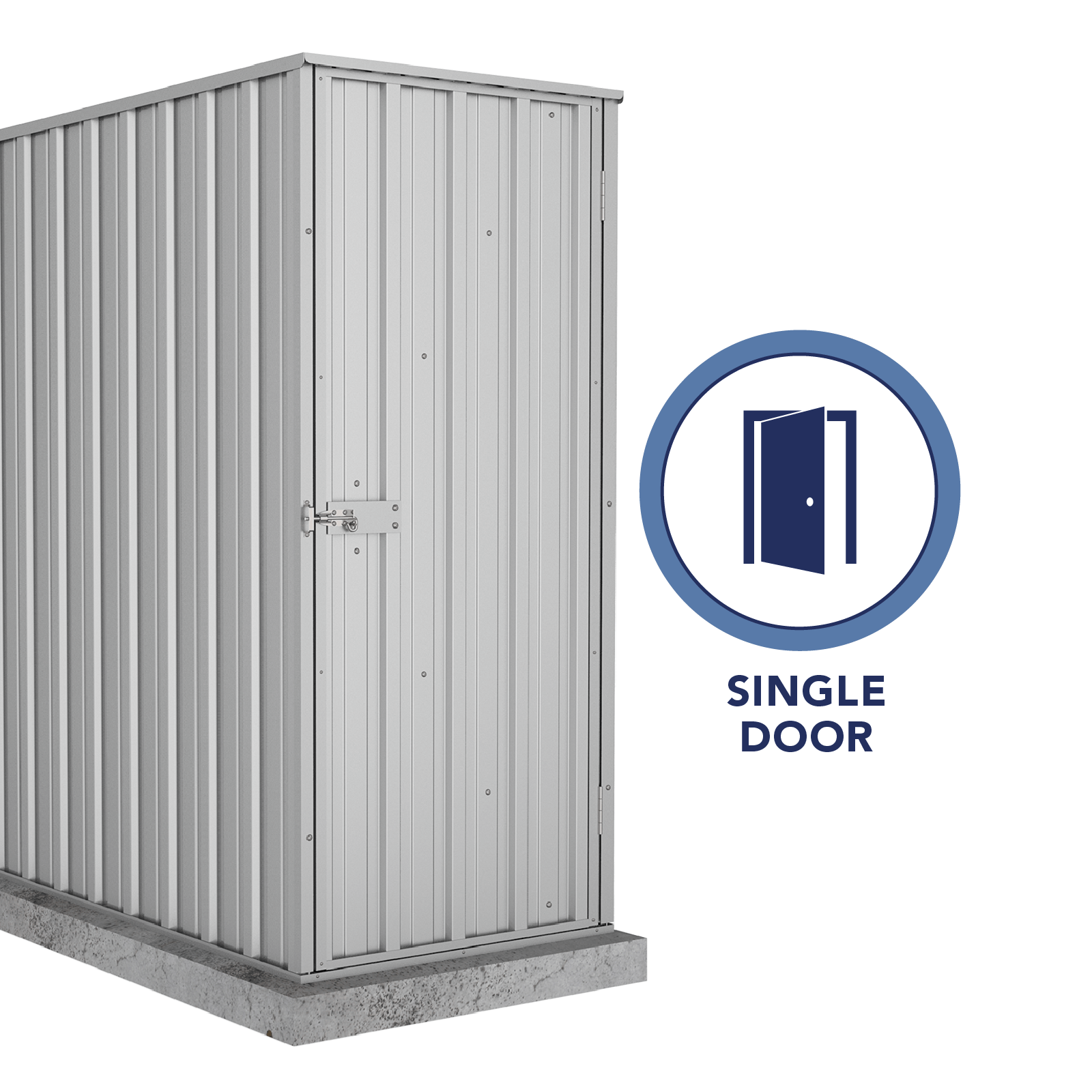 0.78mW x 1.52mD x 1.80mH Garden Shed Basic Single Door Zincalume