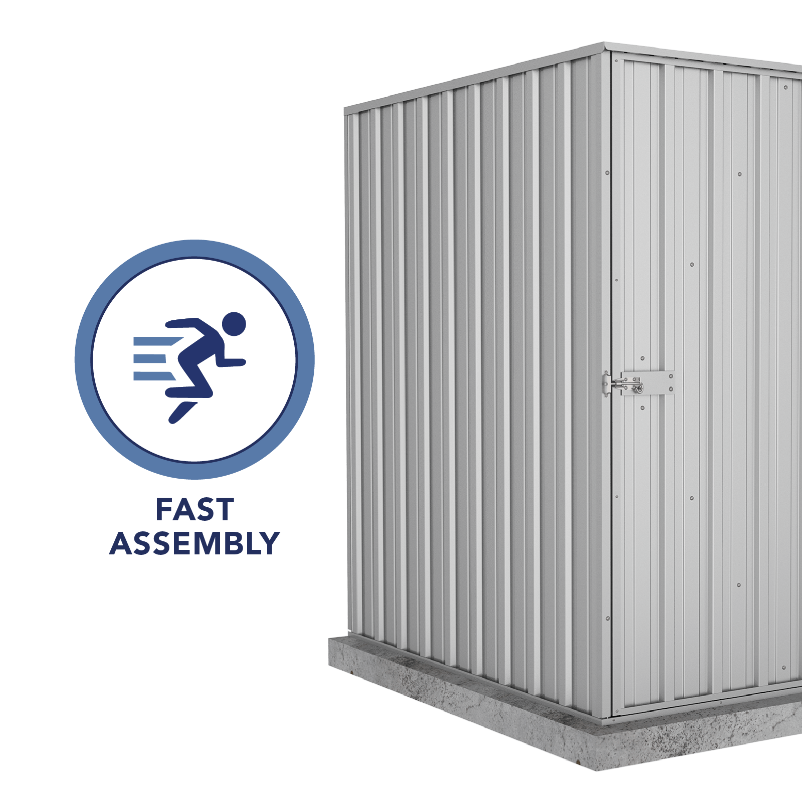 0.78mW x 1.52mD x 1.80mH Garden Shed Basic Single Door Zincalume