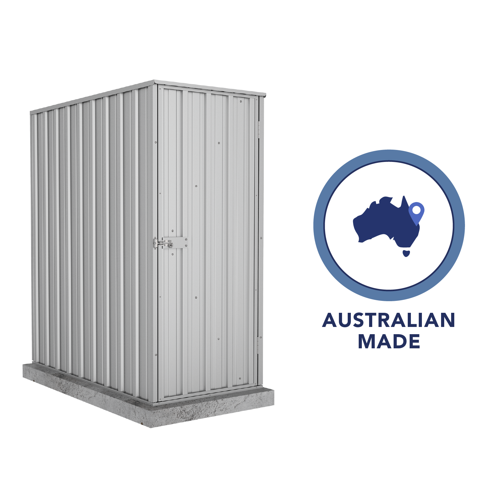 0.78mW x 1.52mD x 1.80mH Garden Shed Basic Single Door Zincalume
