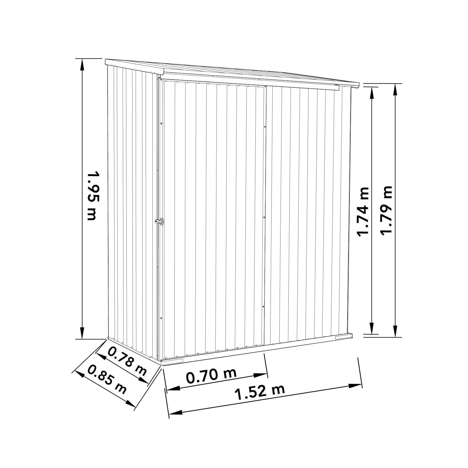1.52mW x 0.78mD x 1.95mH Garden Shed Ezislider Single Door Zincalume