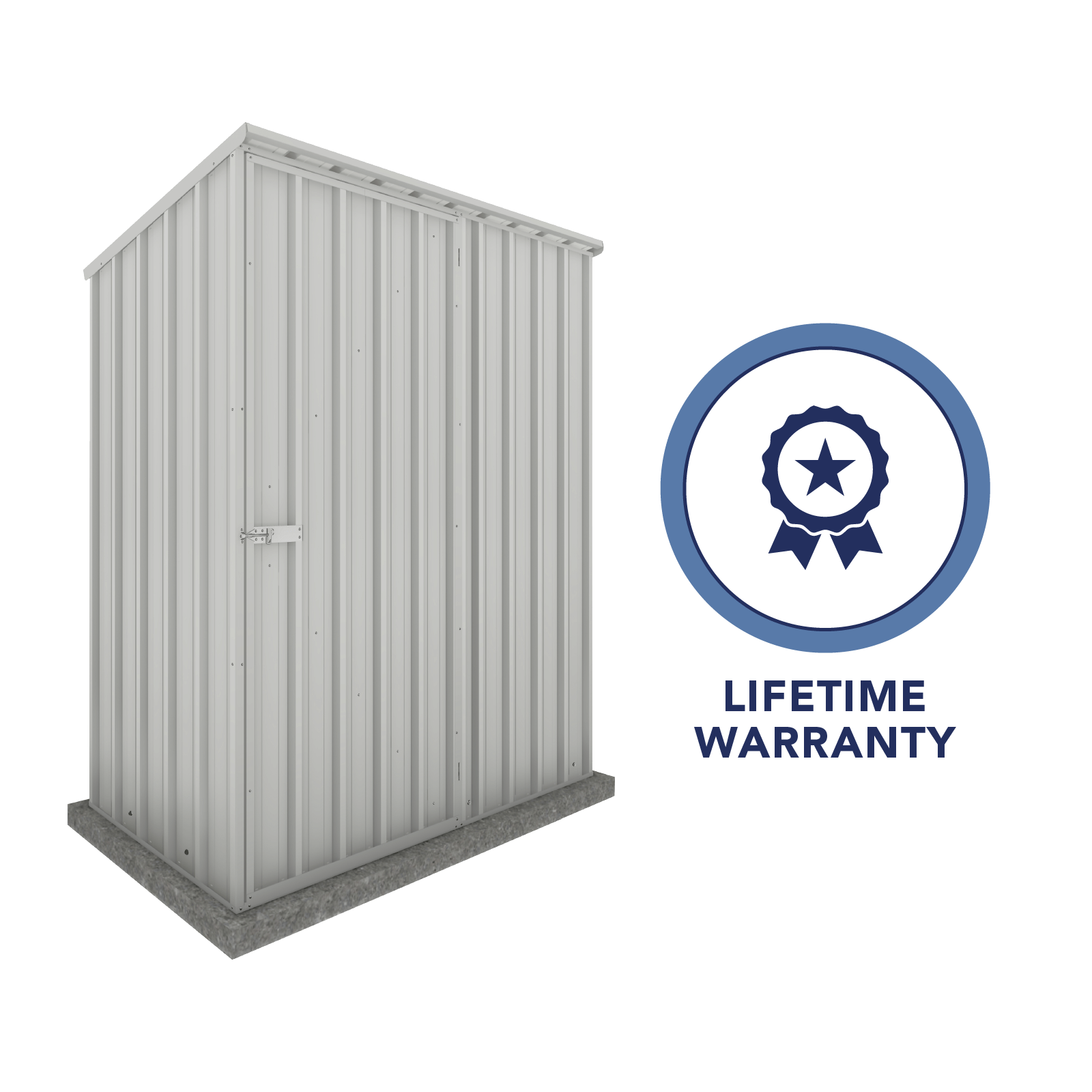 1.52mW x 0.78mD x 1.80mH Garden Shed Reverse Skillion Single Door Zincalume