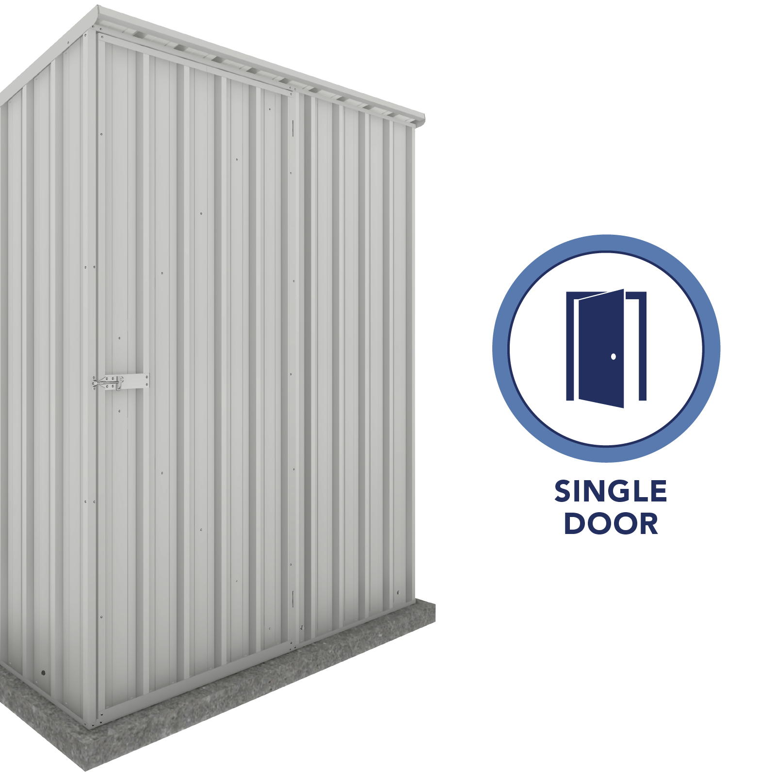 1.52mW x 0.78mD x 1.80mH Garden Shed Reverse Skillion Single Door Zincalume