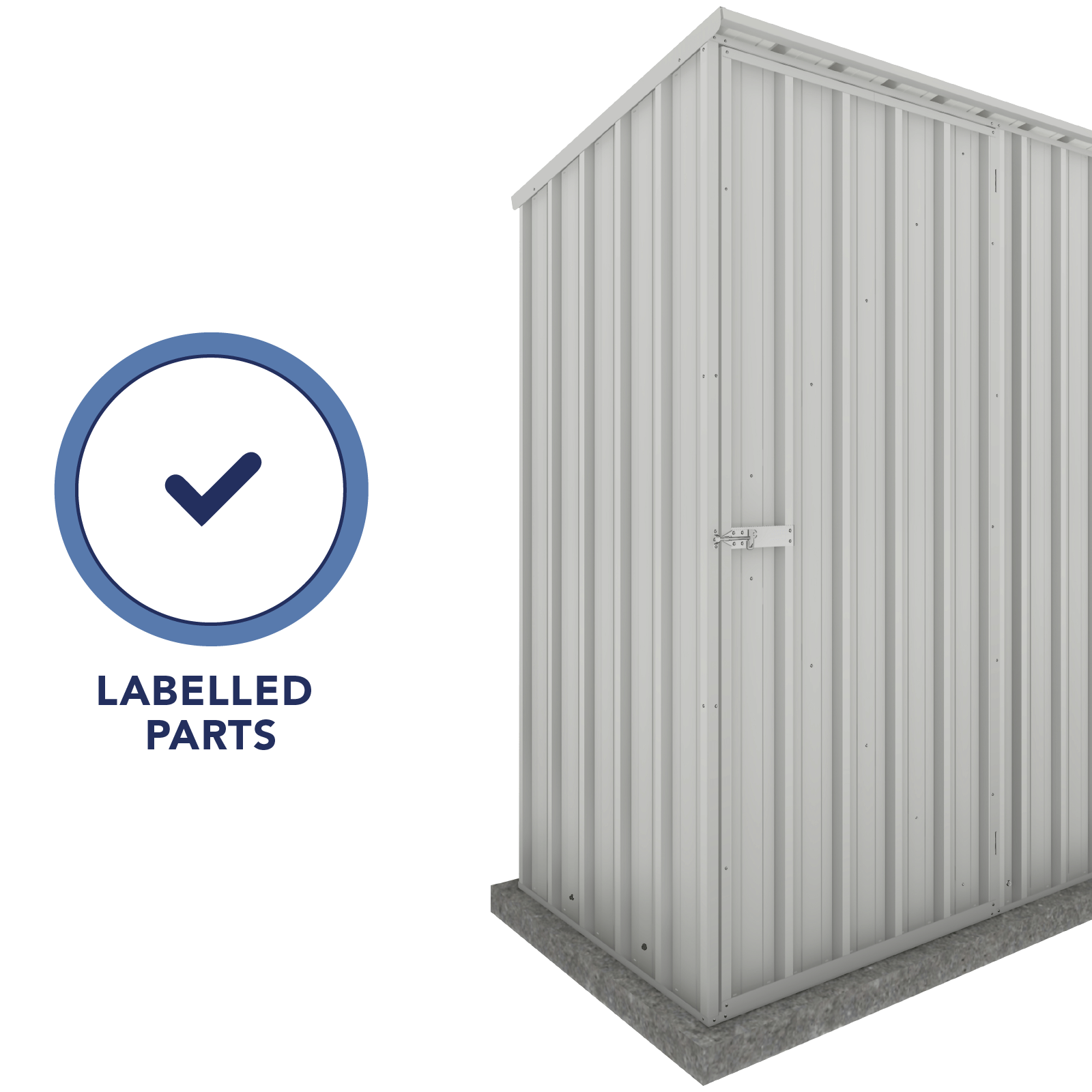 1.52mW x 0.78mD x 1.80mH Garden Shed Reverse Skillion Single Door Zincalume