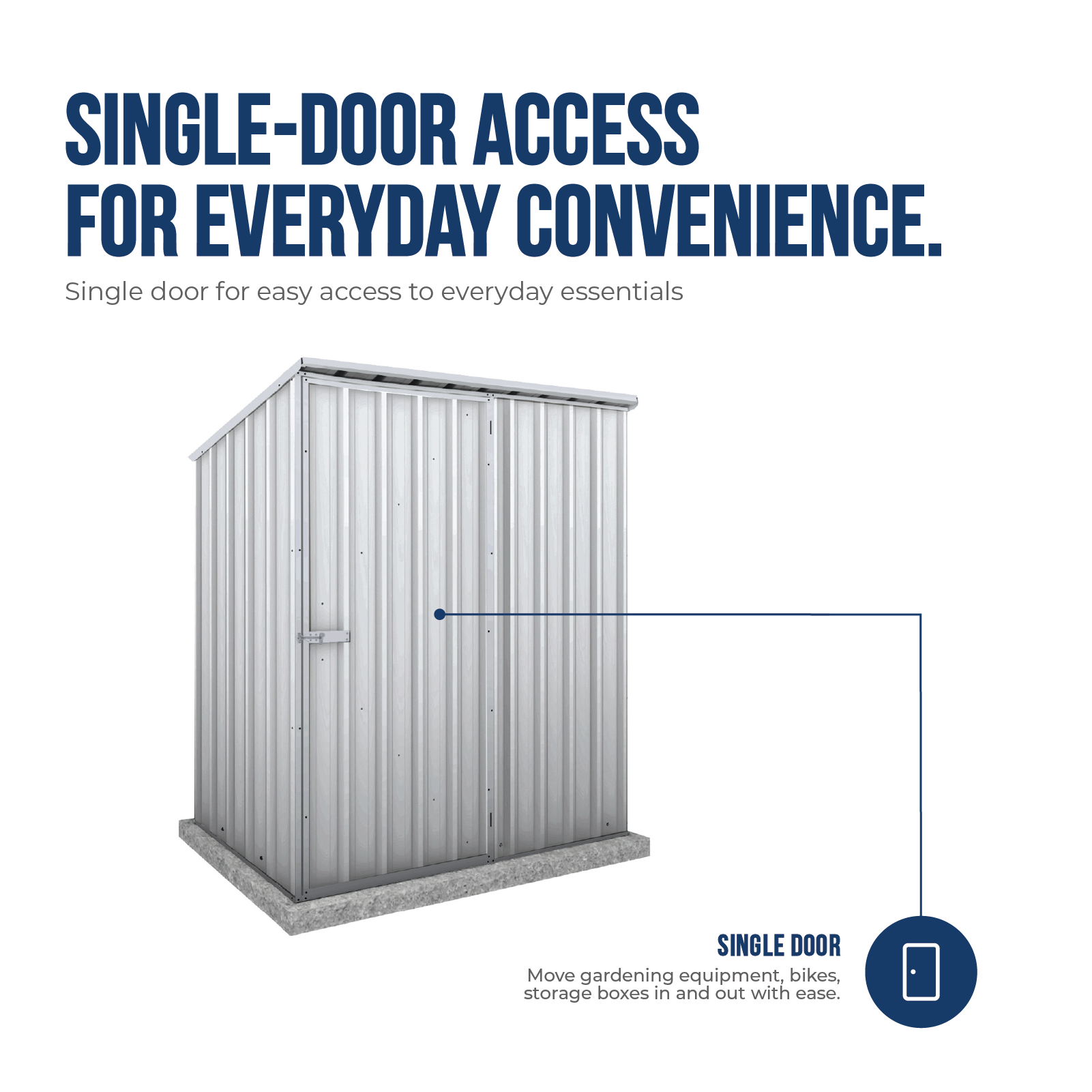 1.52mW x 0.78mD x 1.80mH Garden Shed Reverse Skillion Single Door Zincalume